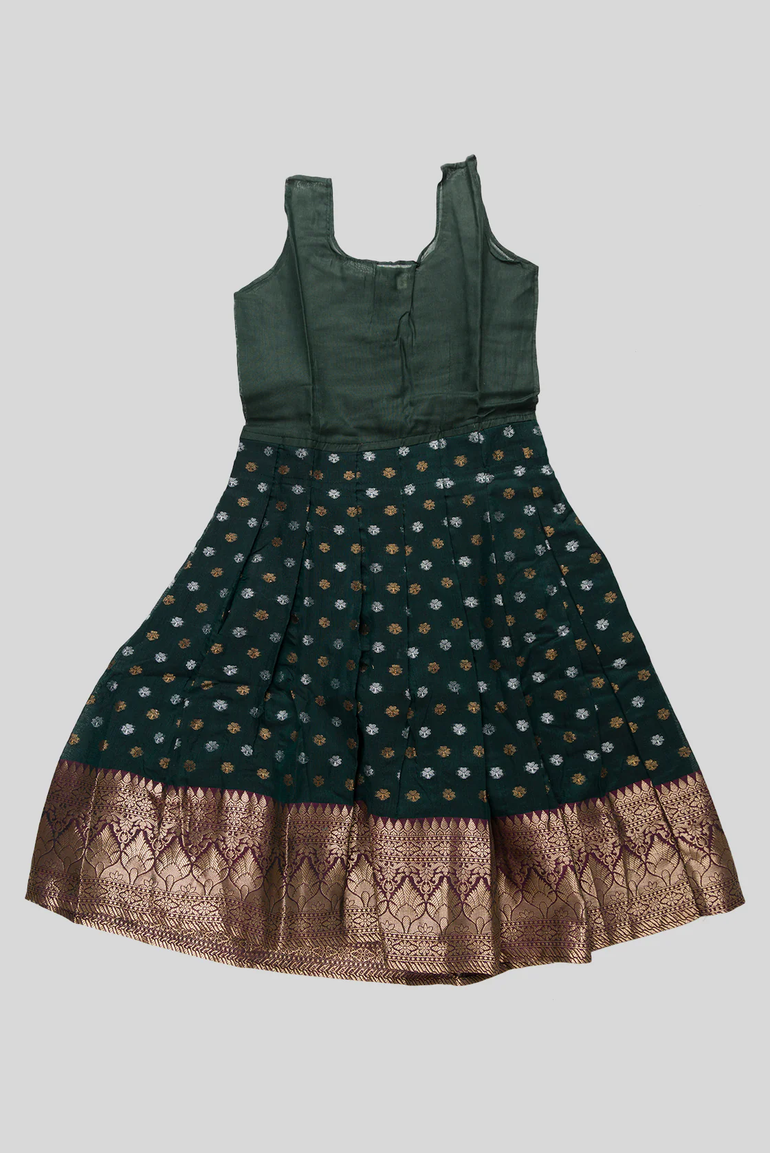 Magenta Readymade Cotton Pavadai Set  | Lehanga & Blouse - Image 5