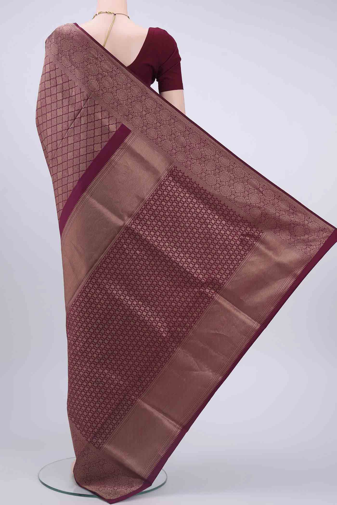 Magenta Soft Silk Saree - Image 3