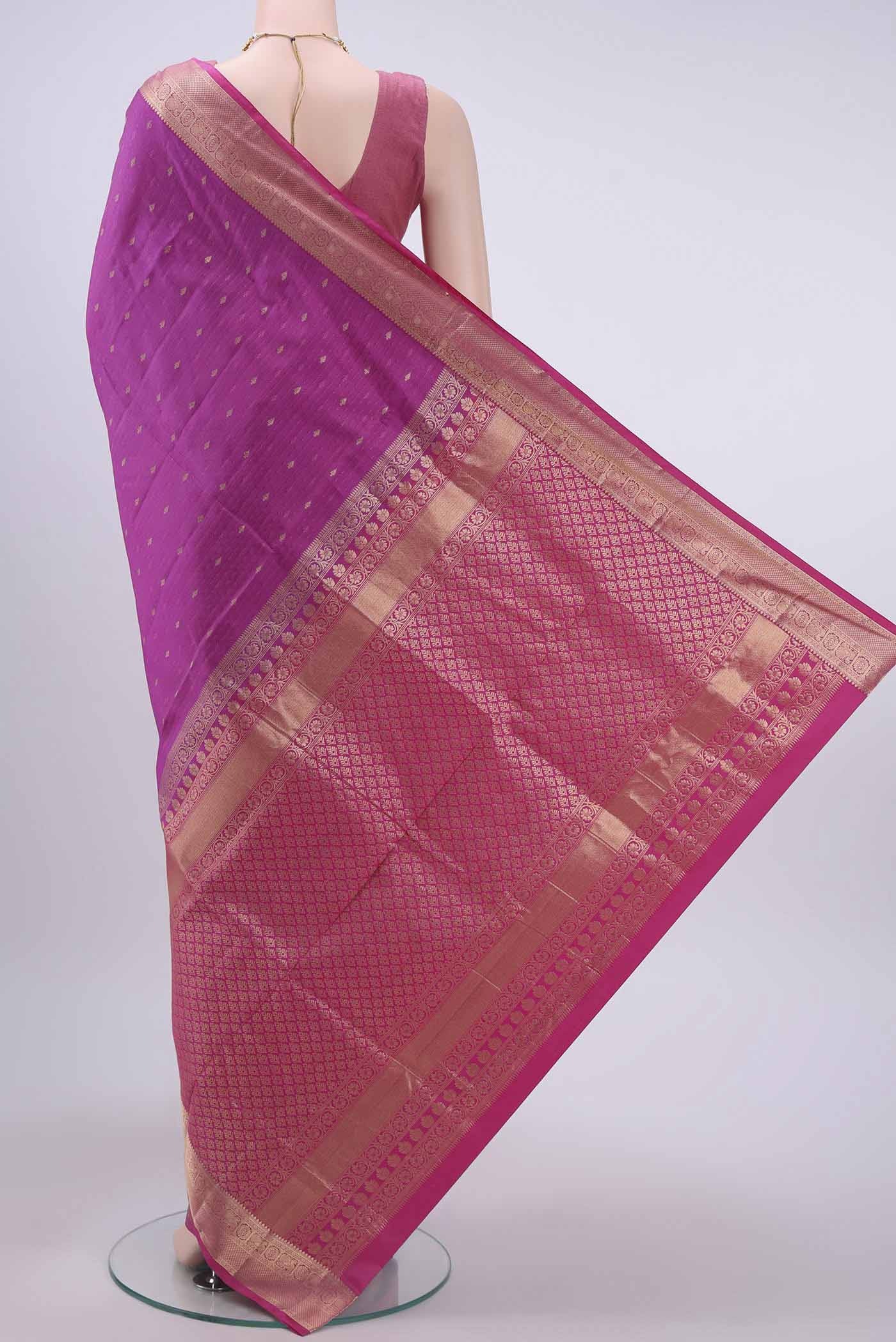Magenta Soft Silk Saree - Image 3