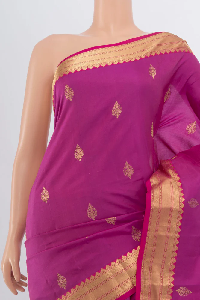 Magenta Soft Silk Saree - Image 2