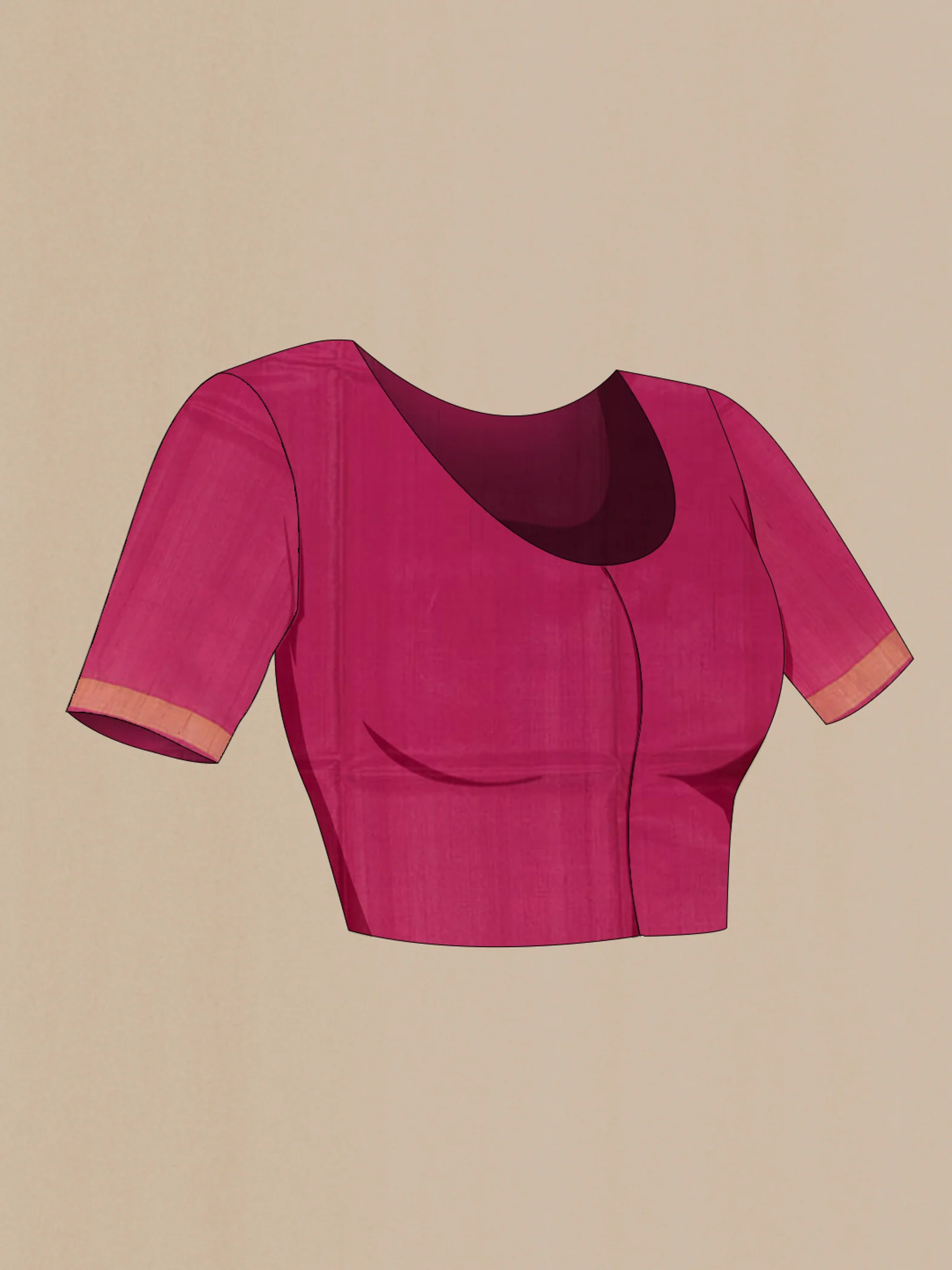 Dark Pink Tussar Silk Saree - Image 2