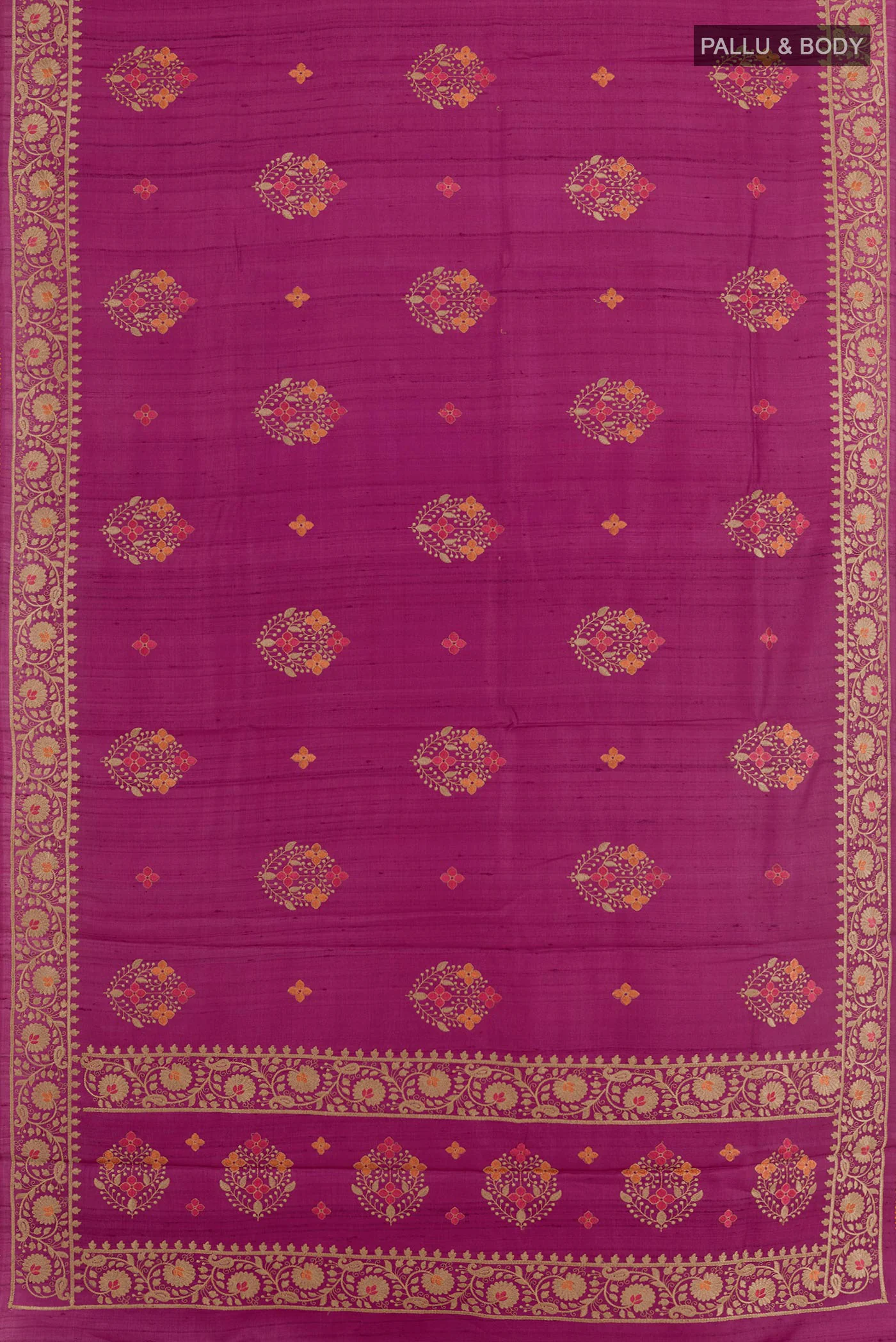 Magenta Tussar Silk Saree - Image 3