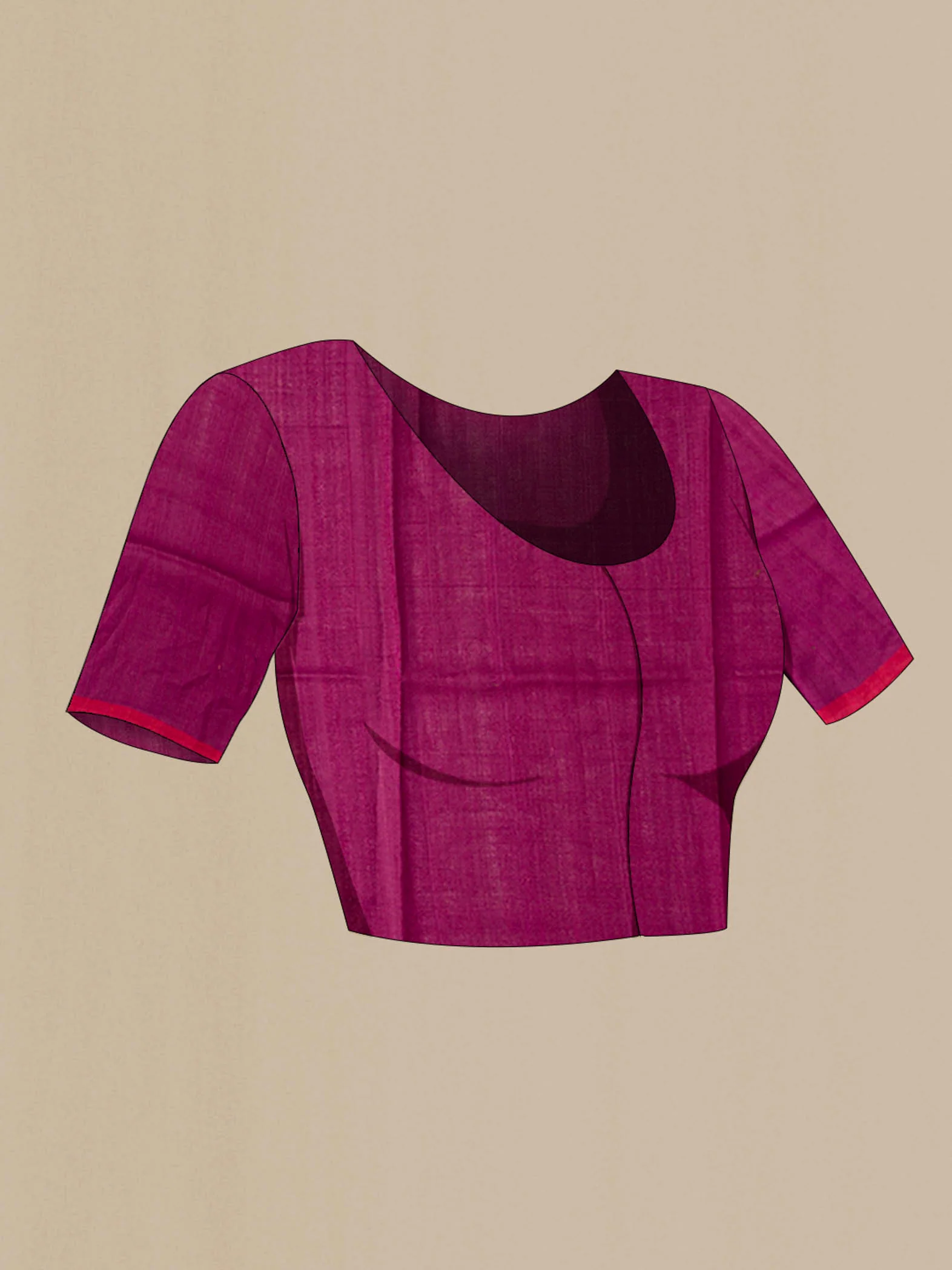 Magenta Tussar Silk Saree - Image 4