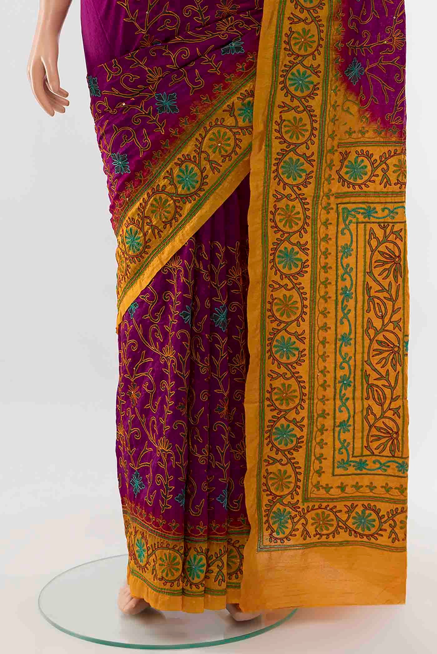 Magenta Tussar Silk Saree - Image 3