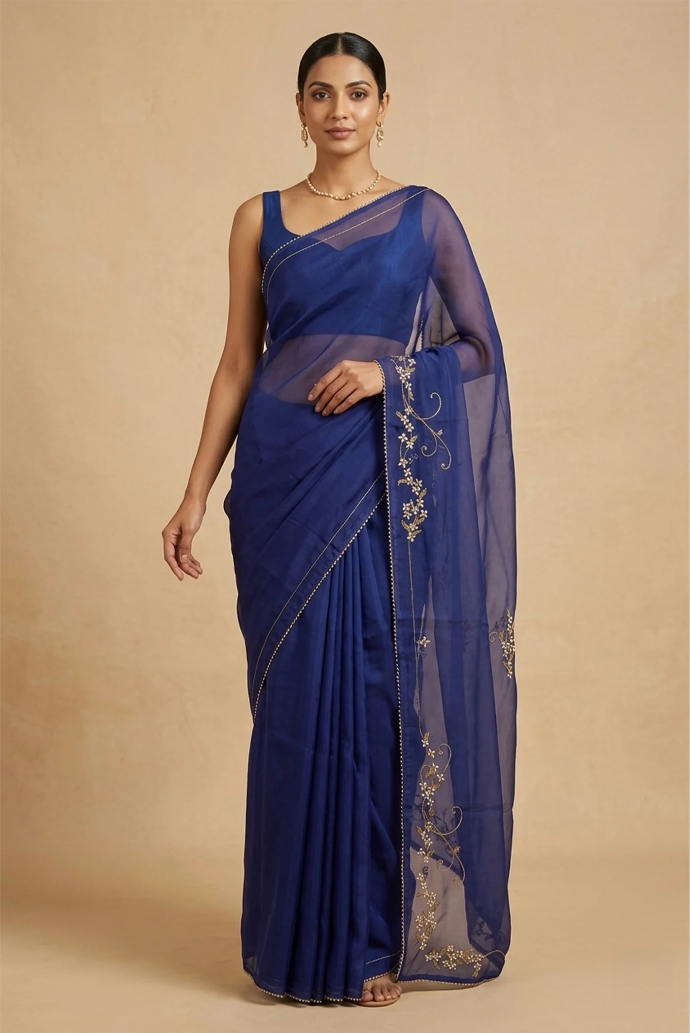 Mahira-Blue Organza Silk Saree