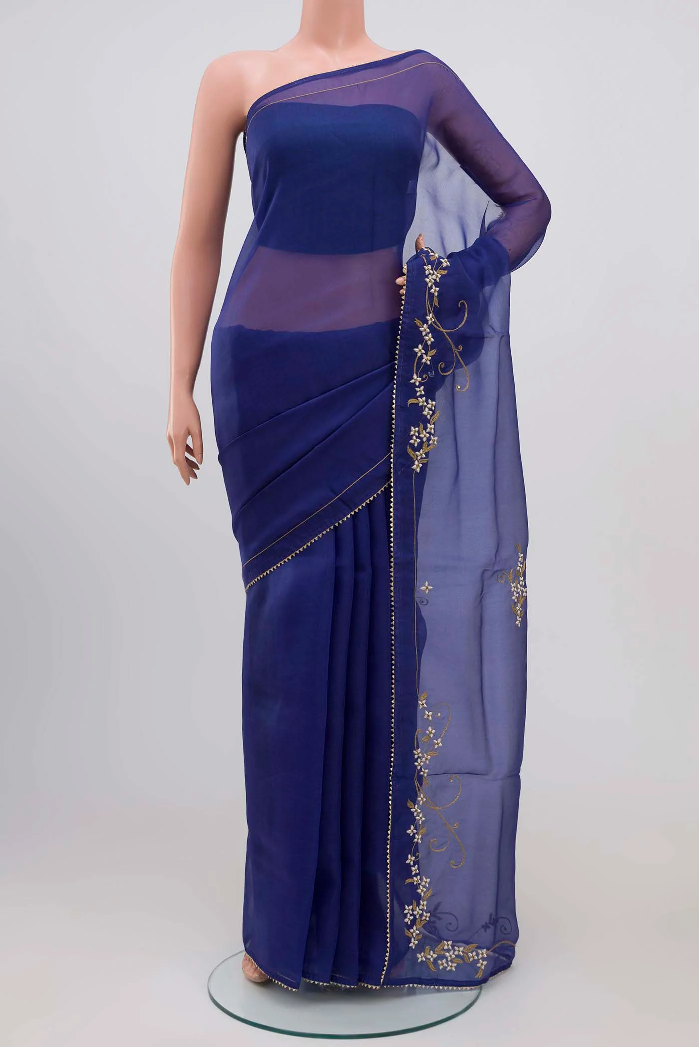 Mahira-Blue Organza Silk Saree - Image 2