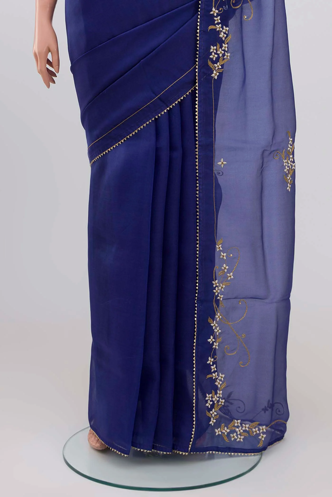 Mahira-Blue Organza Silk Saree - Image 4