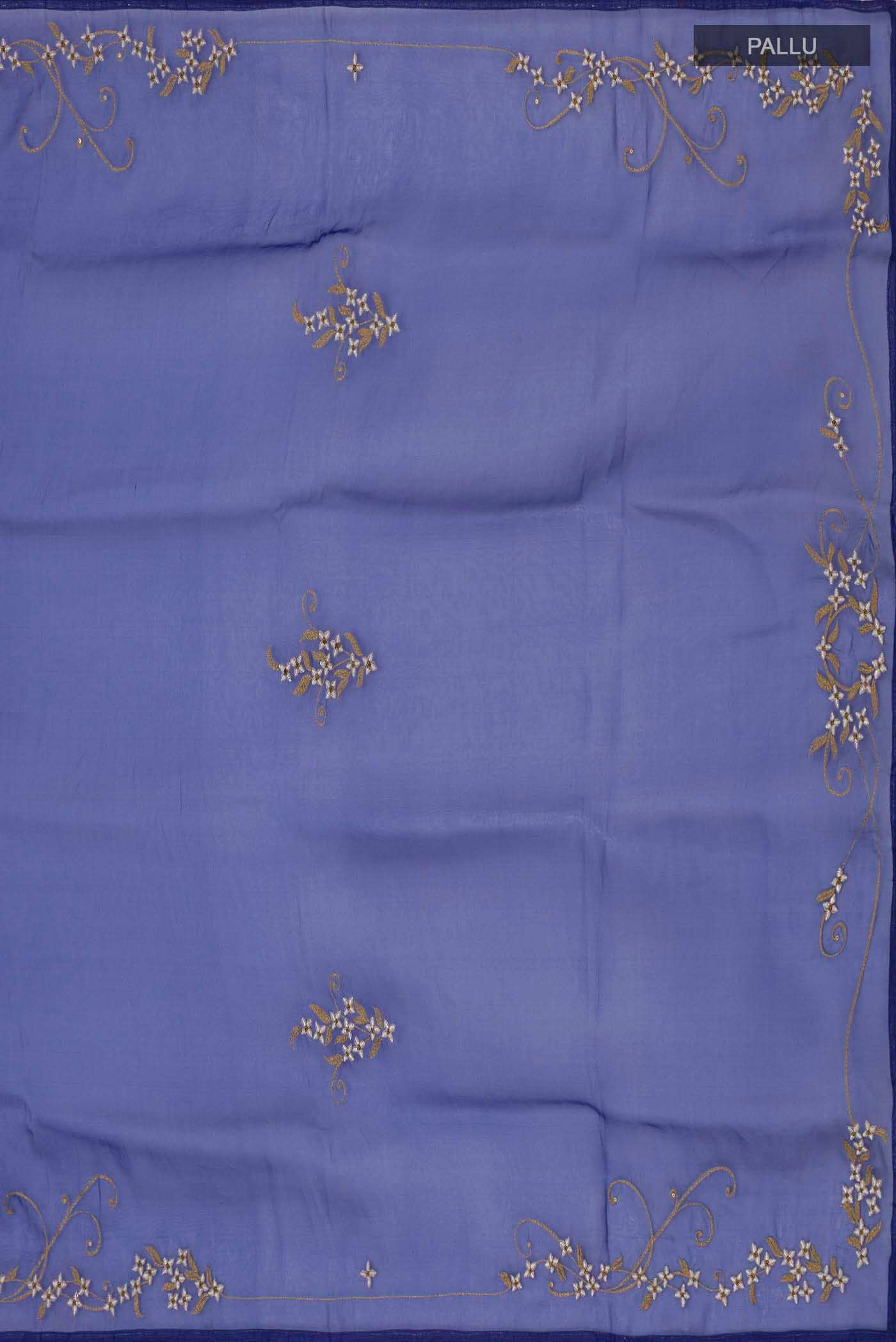 Mahira-Blue Organza Silk Saree - Image 8