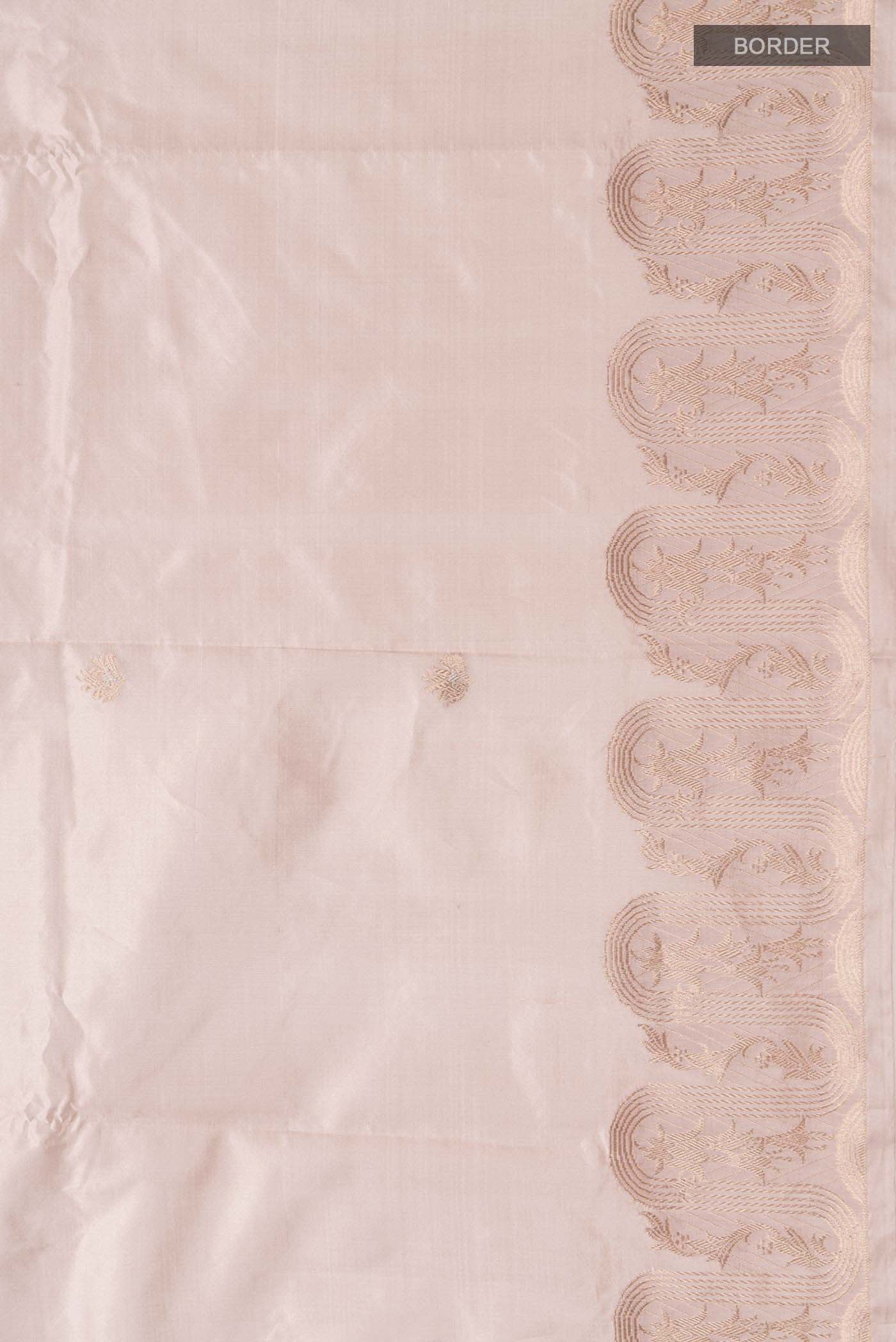 Mandhara-Rose Gold Banarasi Katan Silk Saree - Image 4