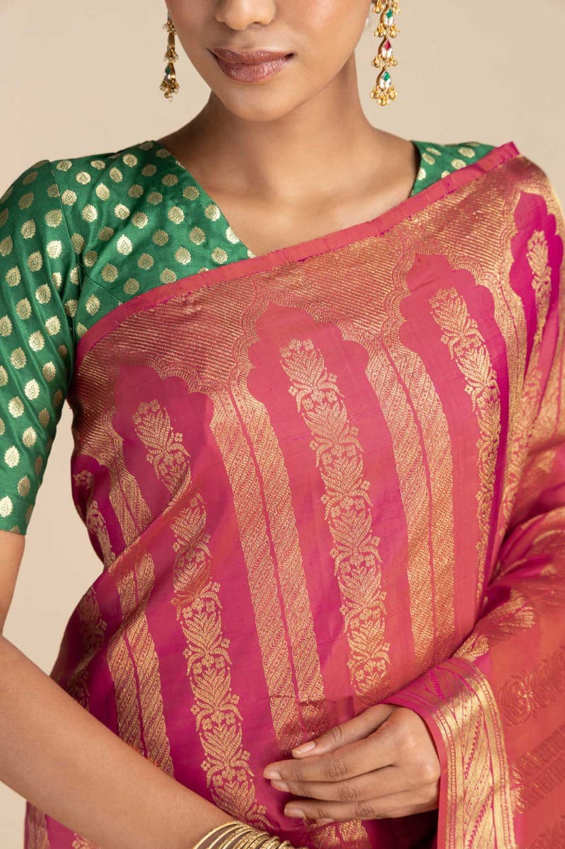 Mangalam-Pink Kanchipuram Silk Saree - Image 2