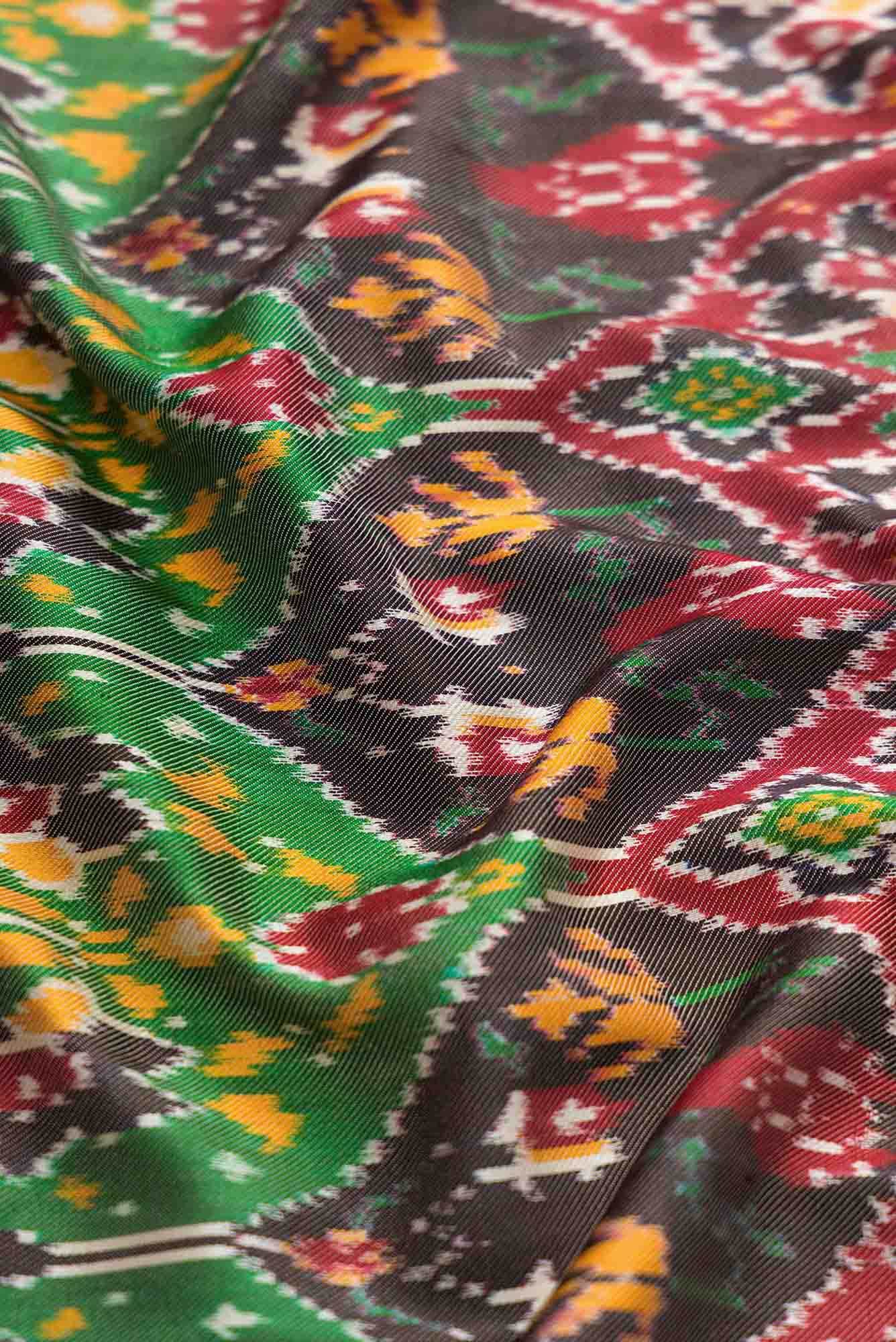 Pure Silk Pure Zari Maroon and Brown Dual Tone Double Ikat Saree - Image 3