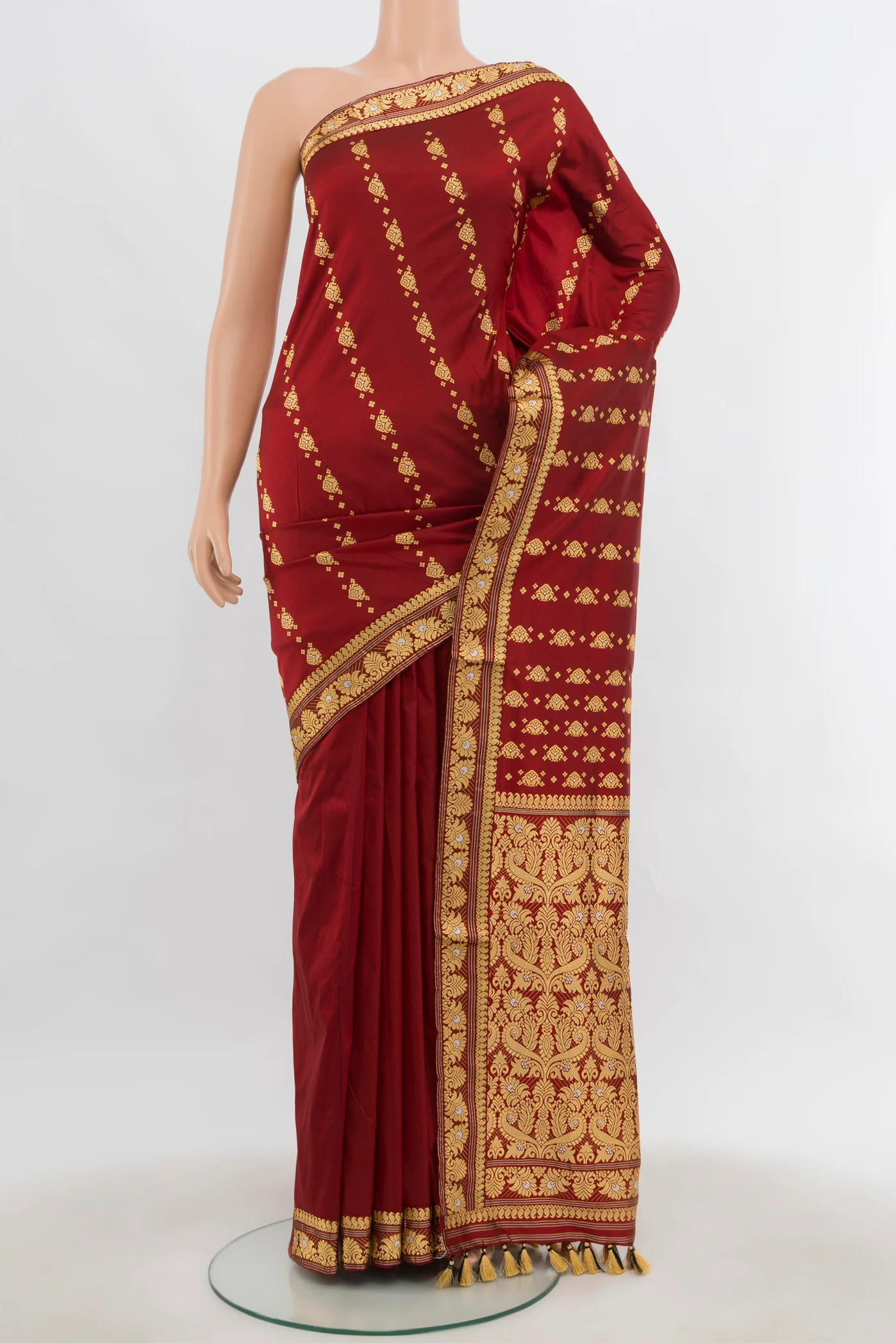 Maroon Assam Silk Saree