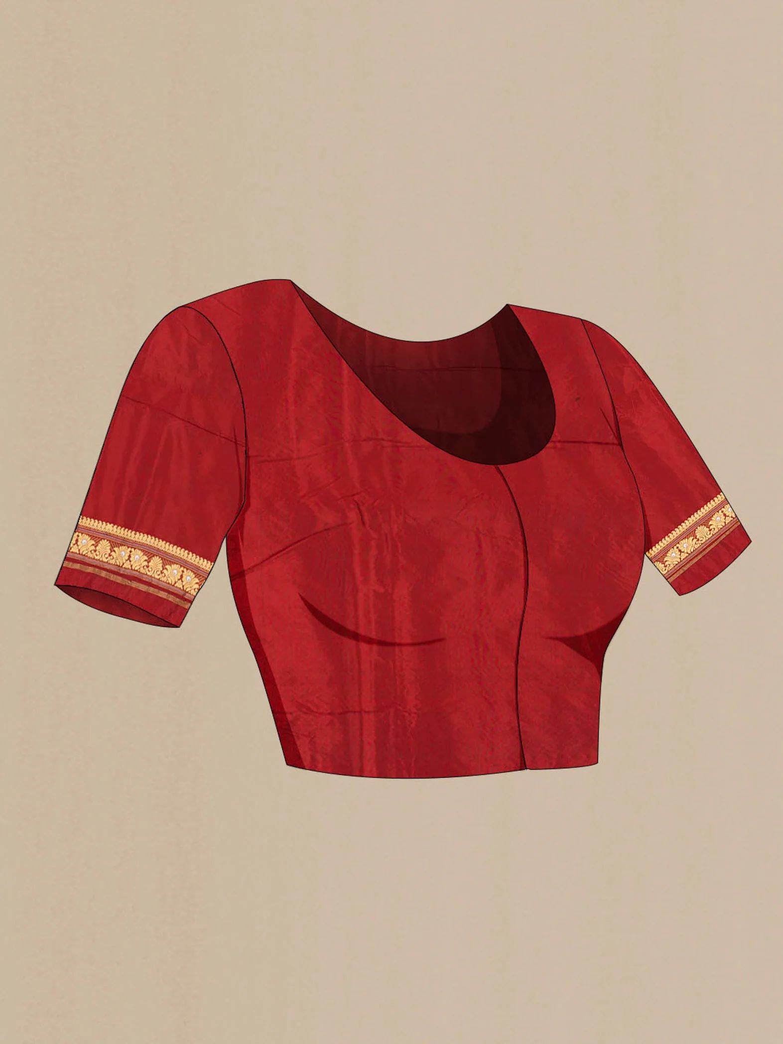 Maroon Assam Silk Saree - Image 4