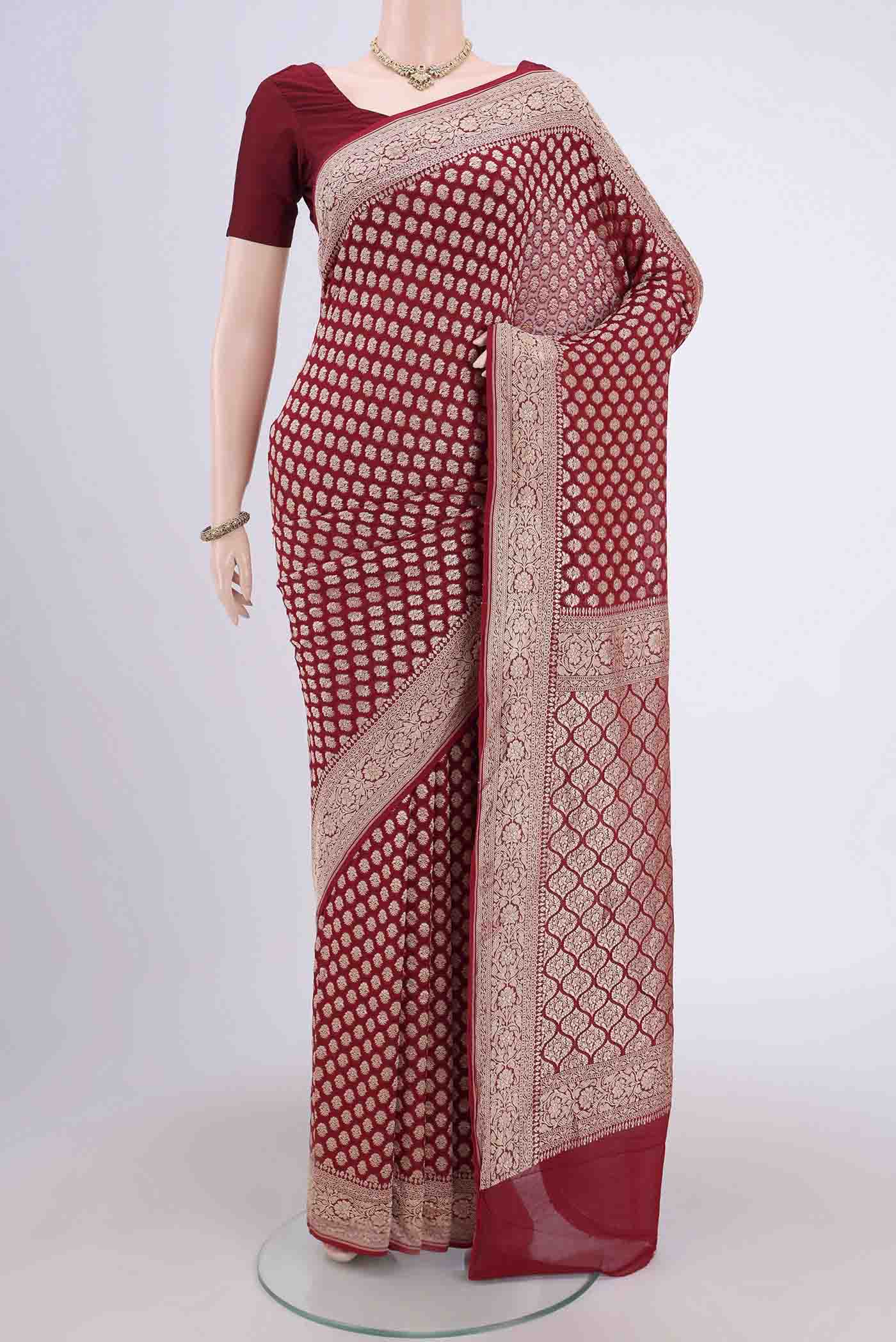 Maroon Banarasi Georgette Saree