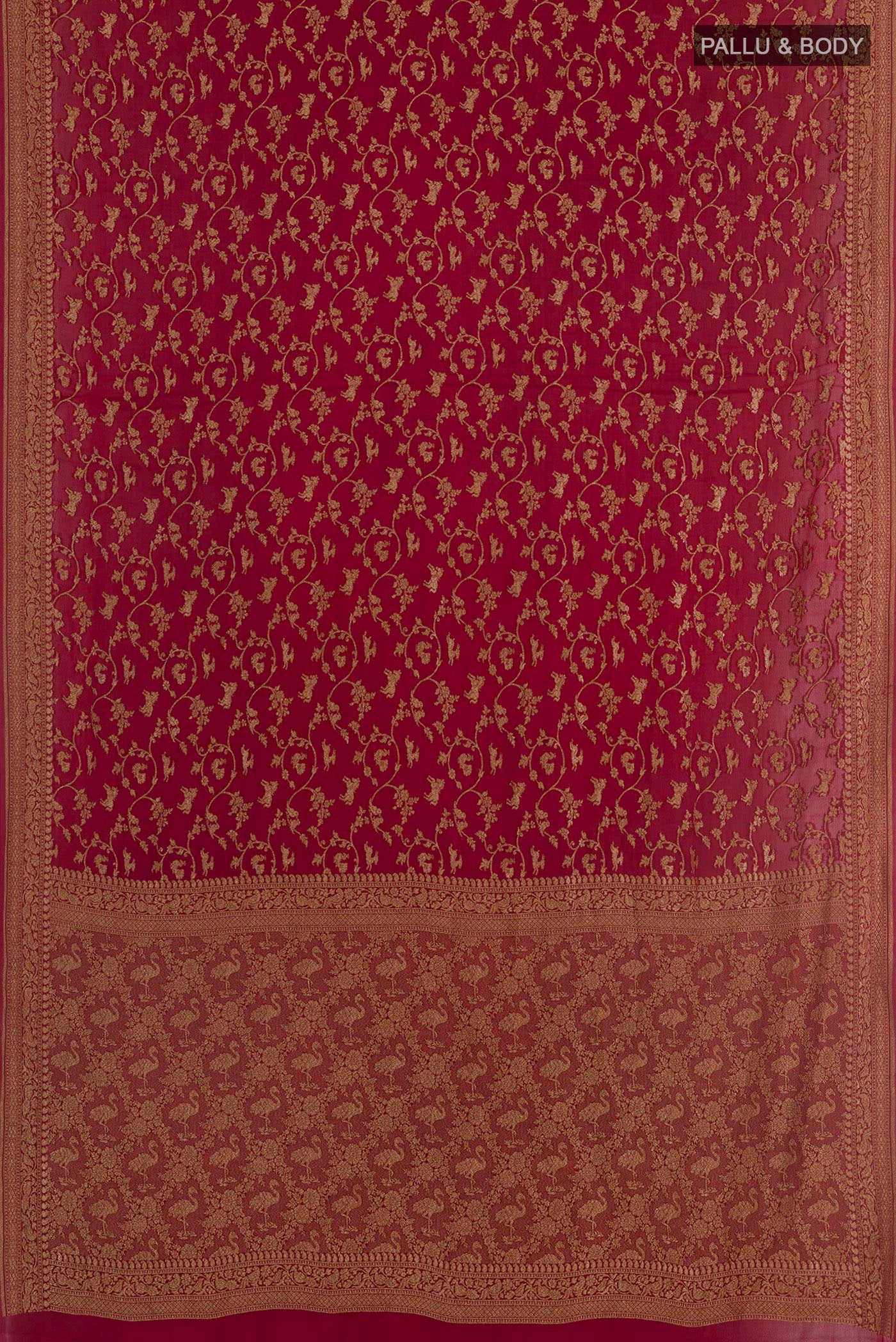 Maroon Banarasi Georgette Saree - Image 3