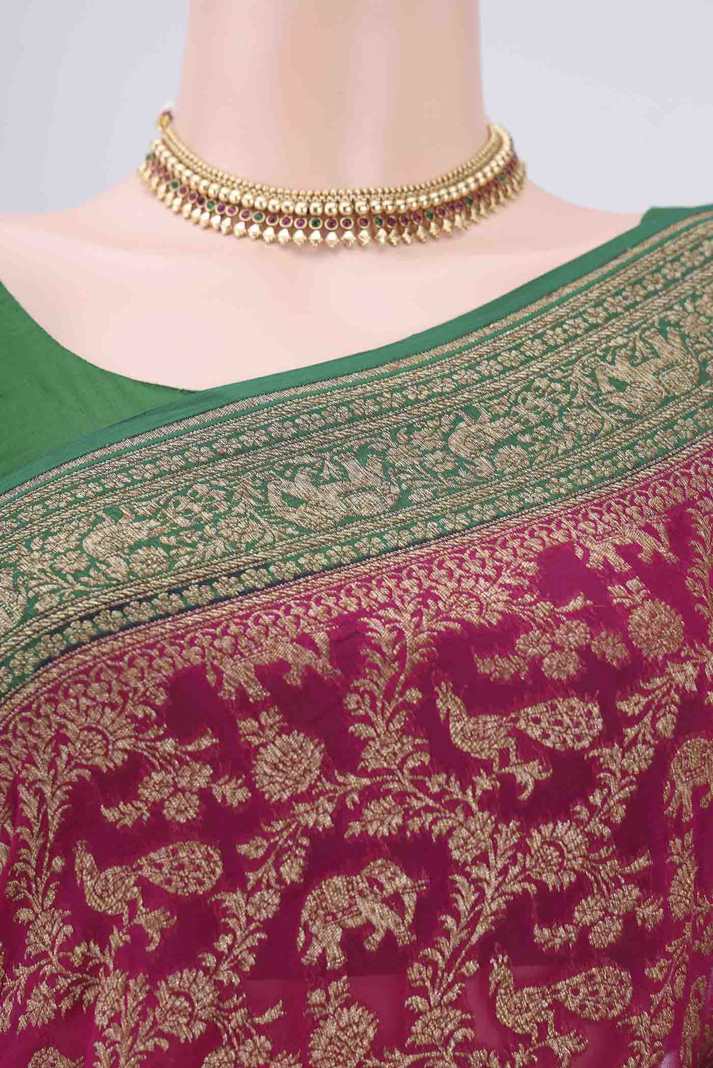 Maroon Banarasi Georgette Saree - Image 2