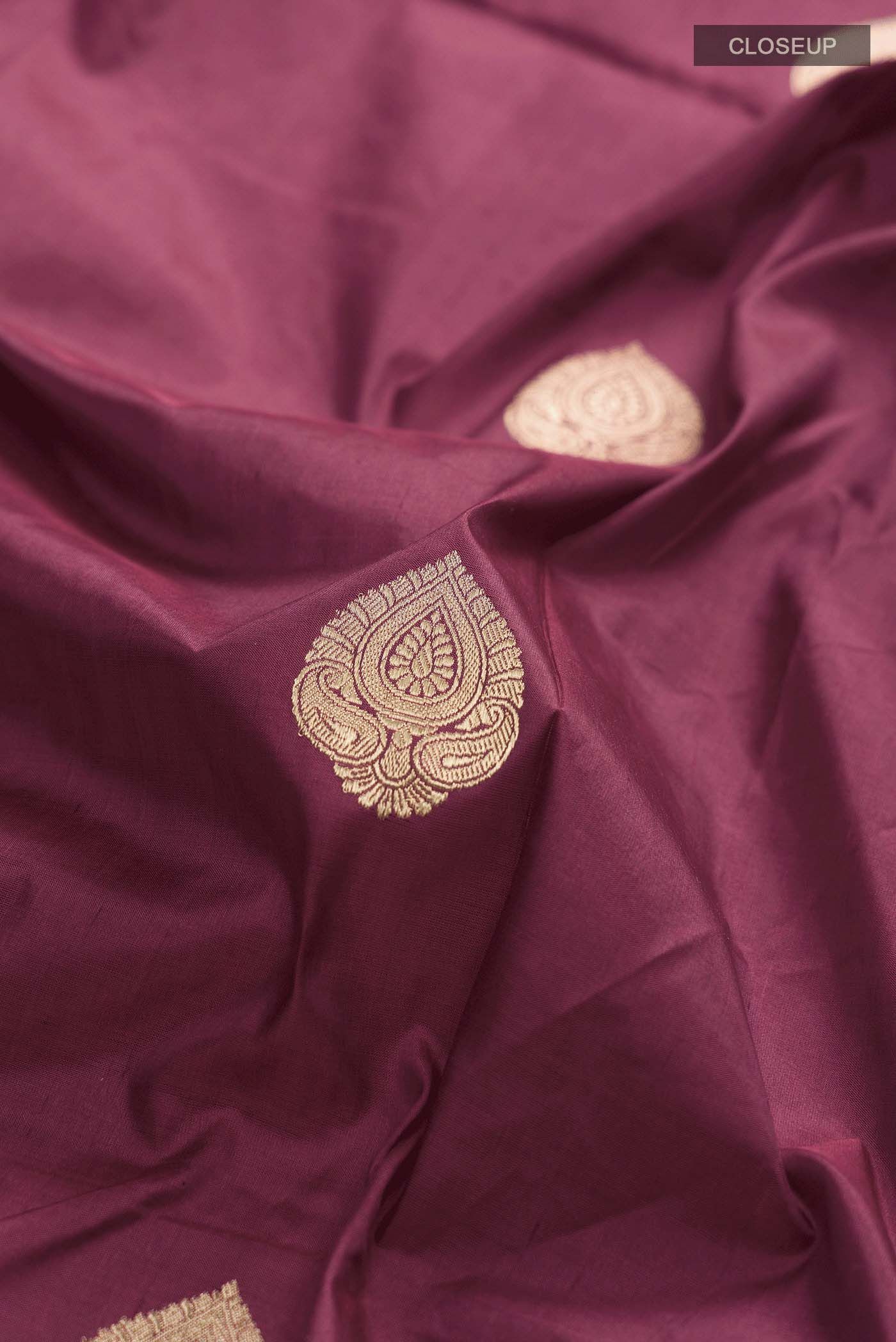 Maroon Banarasi Katan Silk Saree - Image 2