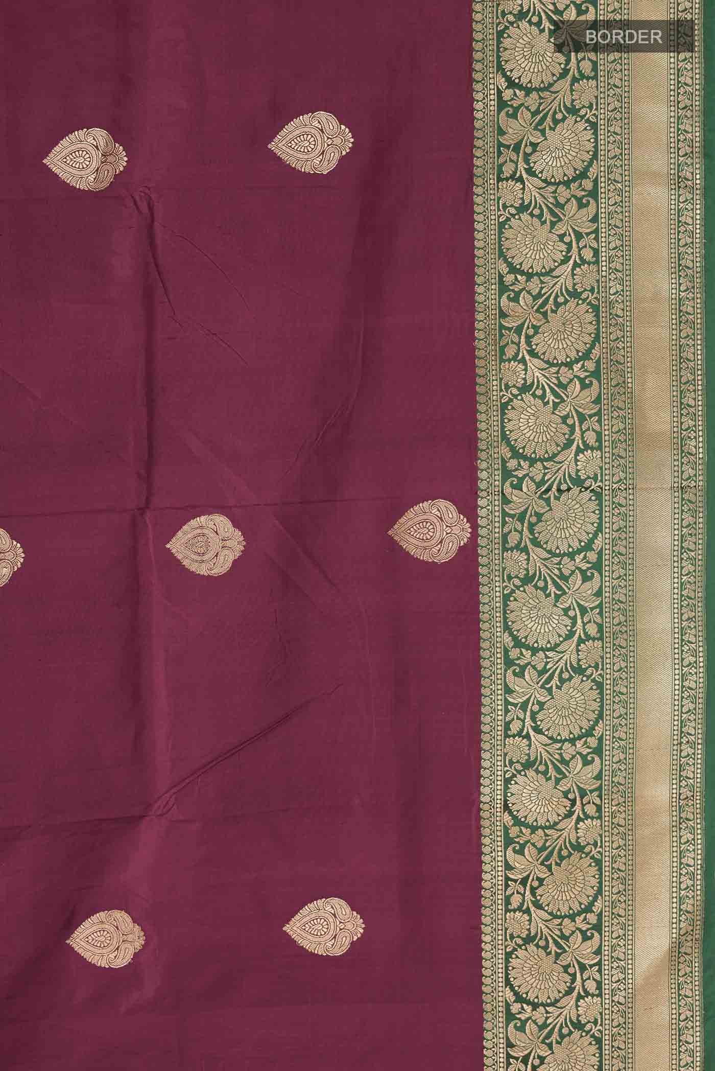 Maroon Banarasi Katan Silk Saree - Image 3