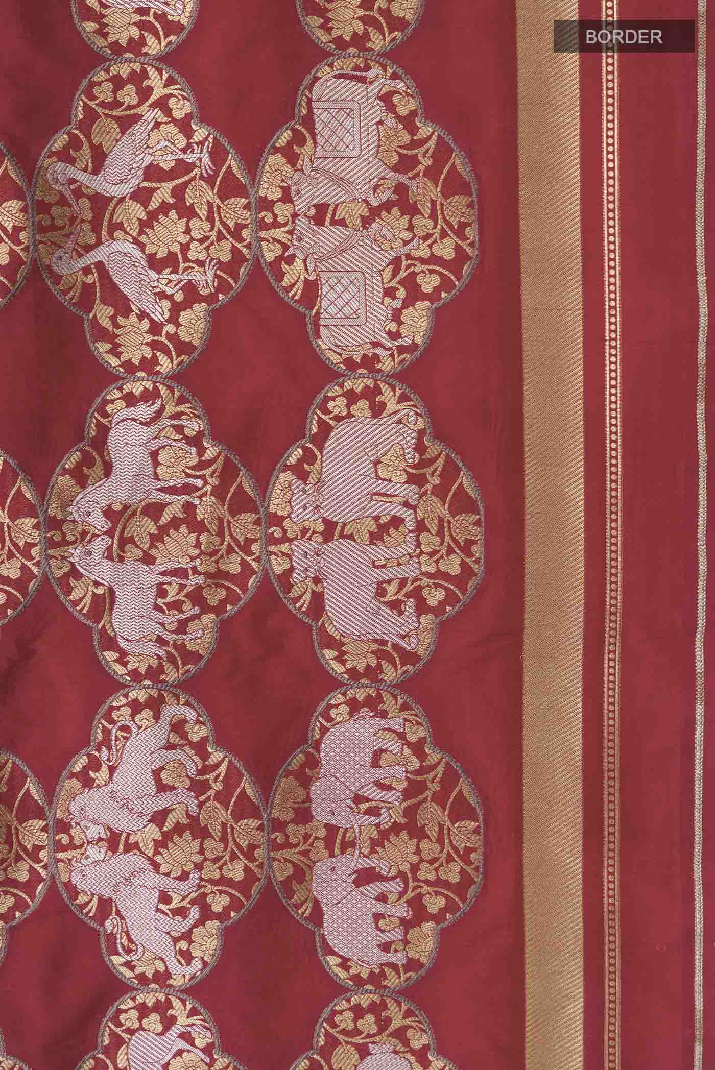 Maroon Banarasi Silk Saree - Image 3