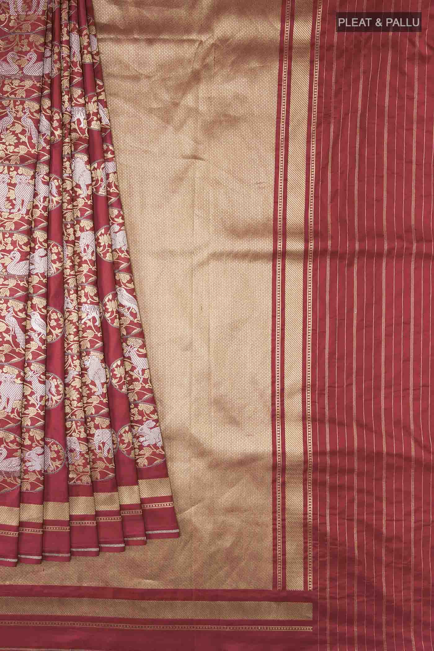 Maroon Banarasi Silk Saree - Image 4
