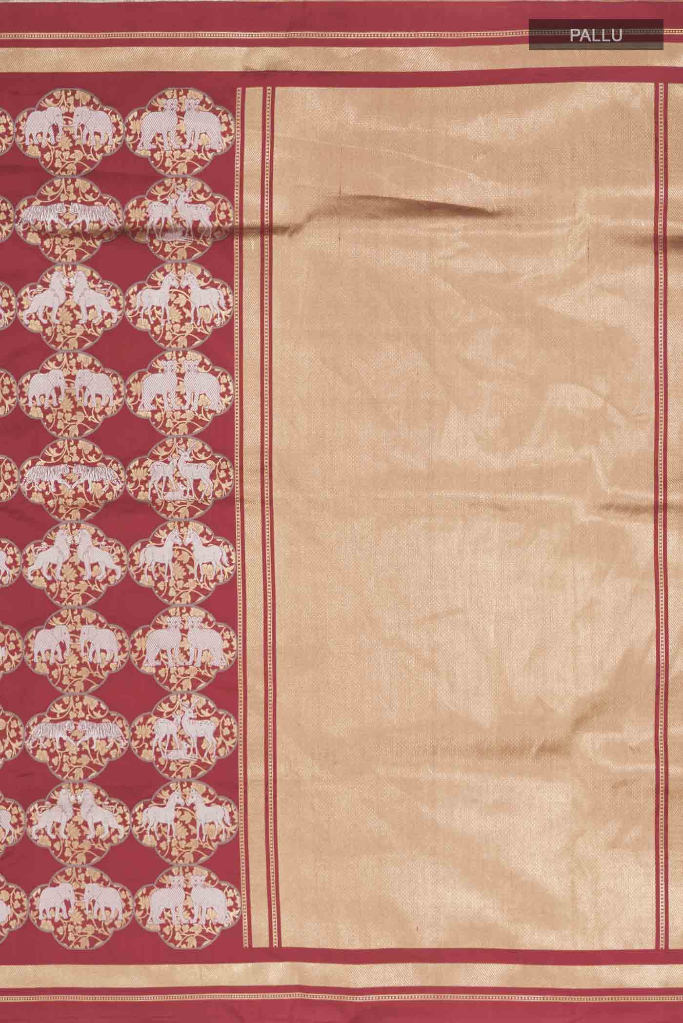 Maroon Banarasi Silk Saree - Image 7