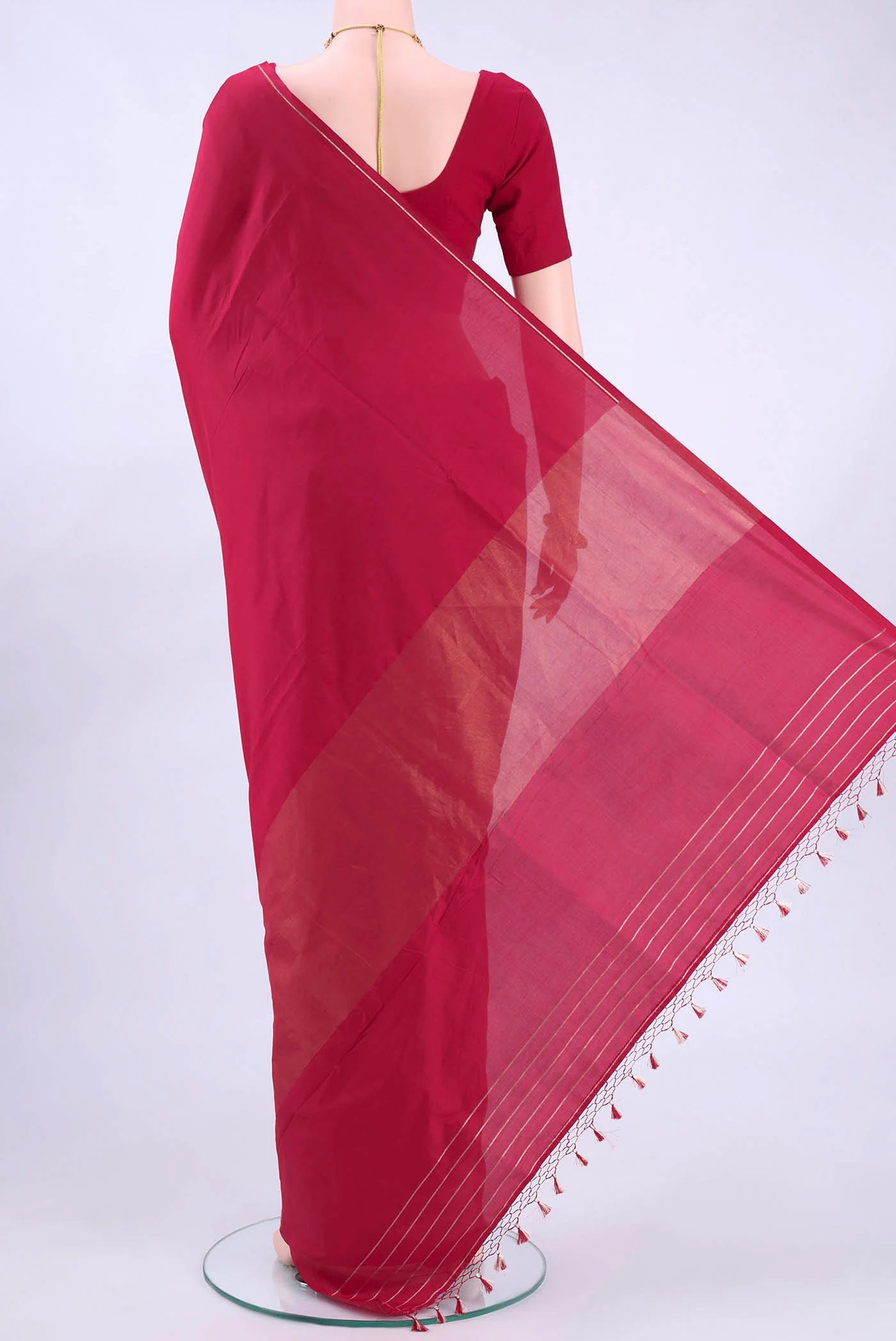 Maroon Banarasi Silk Saree - Image 3