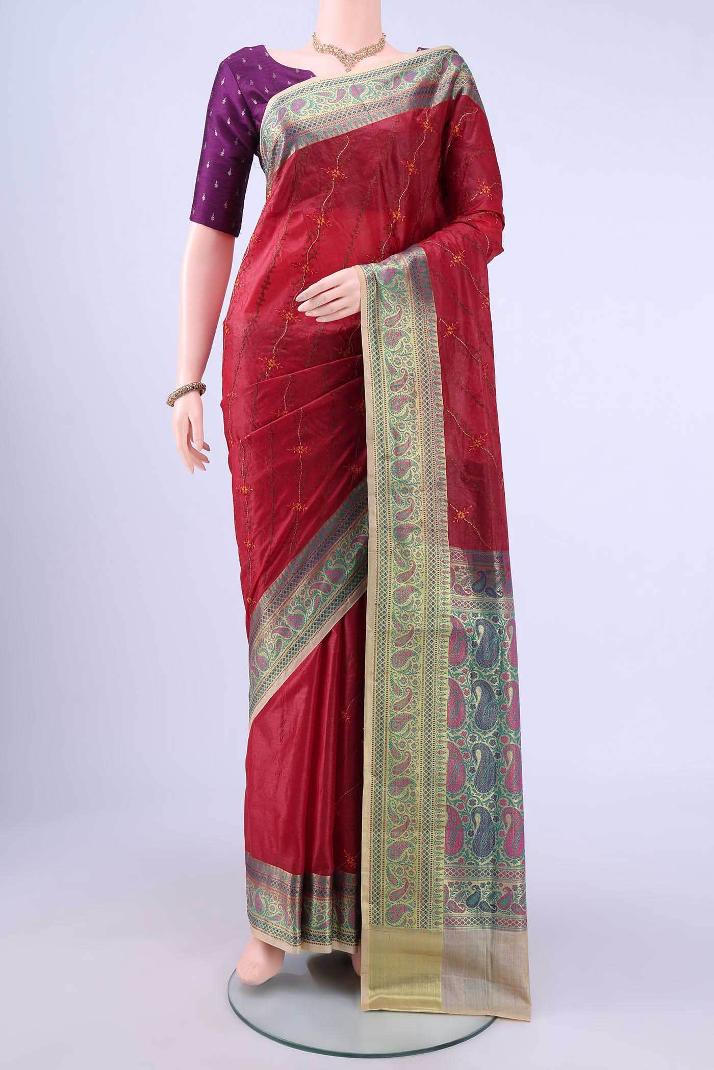 Maroon Banarasi Silk Saree