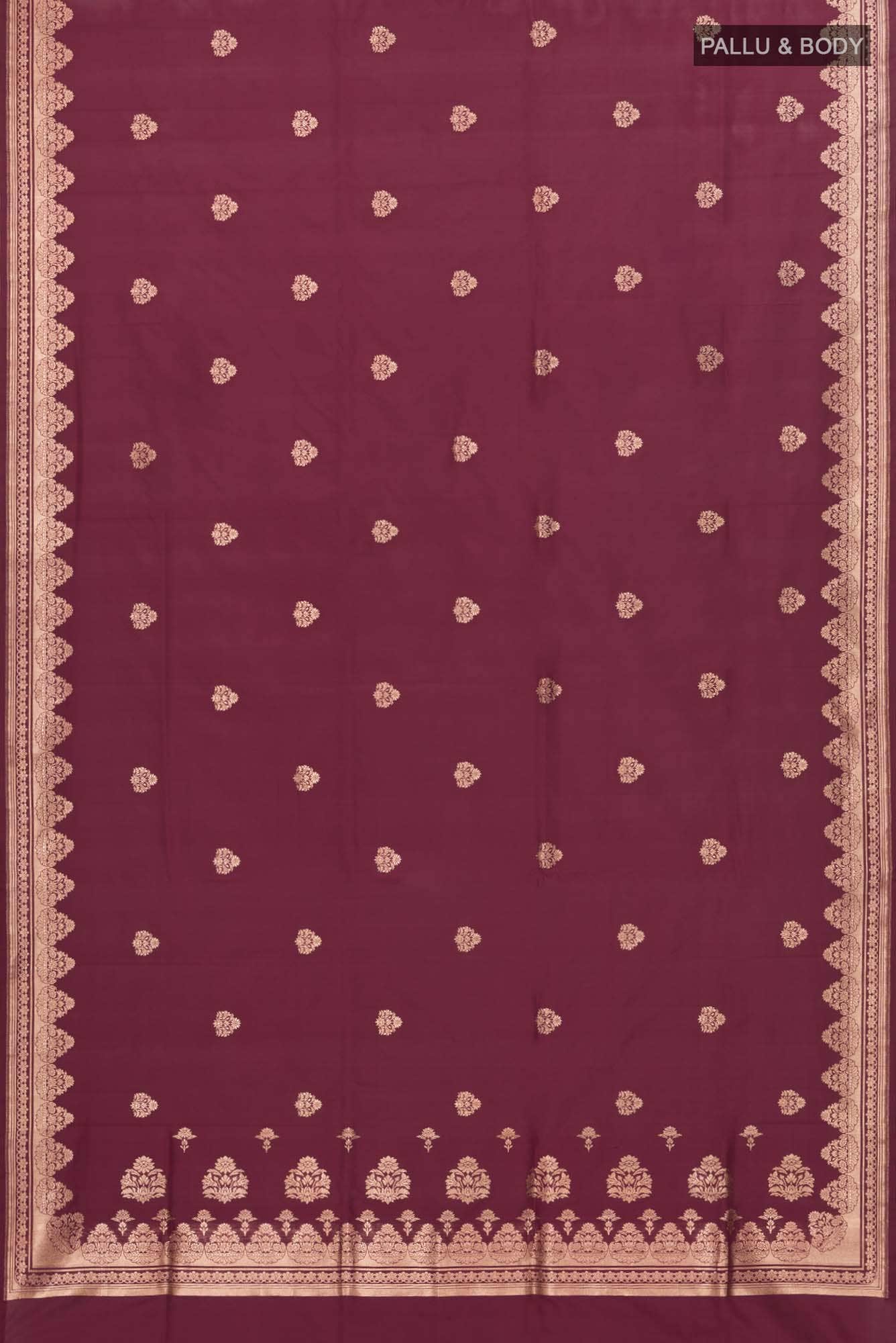 Uma-Maroon Banarasi Silk Saree - Image 6