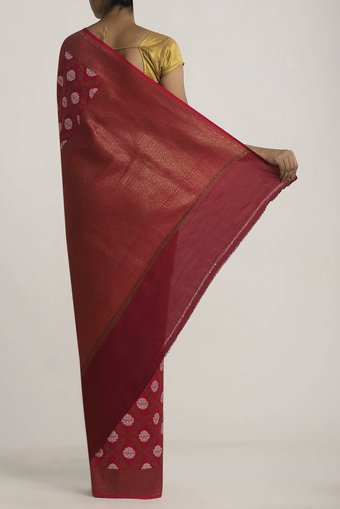 Maroon Banarasi Tussar Georgette Saree - Image 2