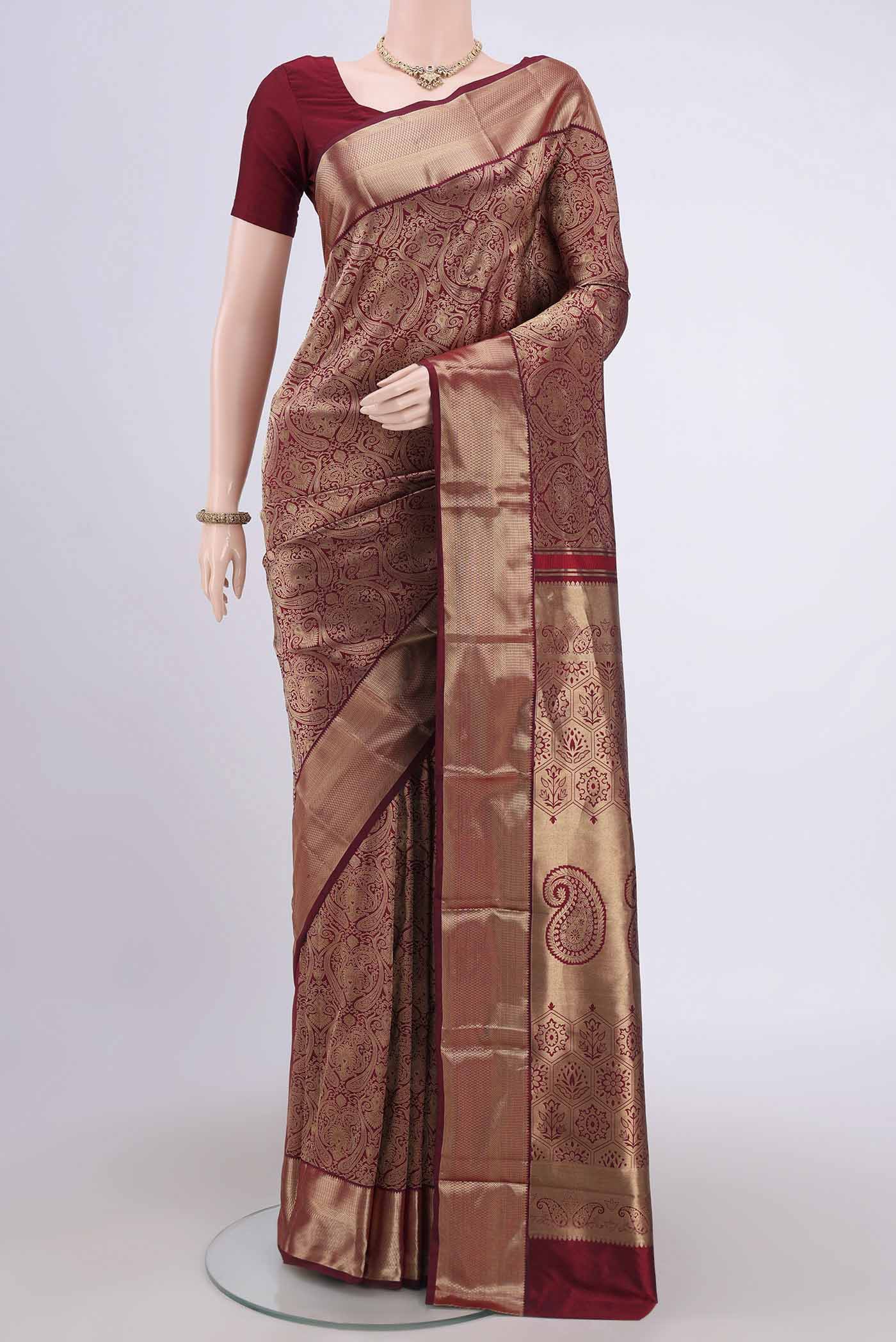 Maroon Bangalore Silk Saree
