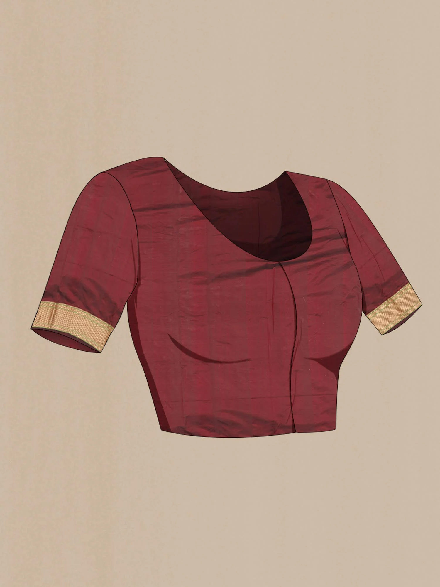 Maroon Bangalore Silk Saree - Image 3