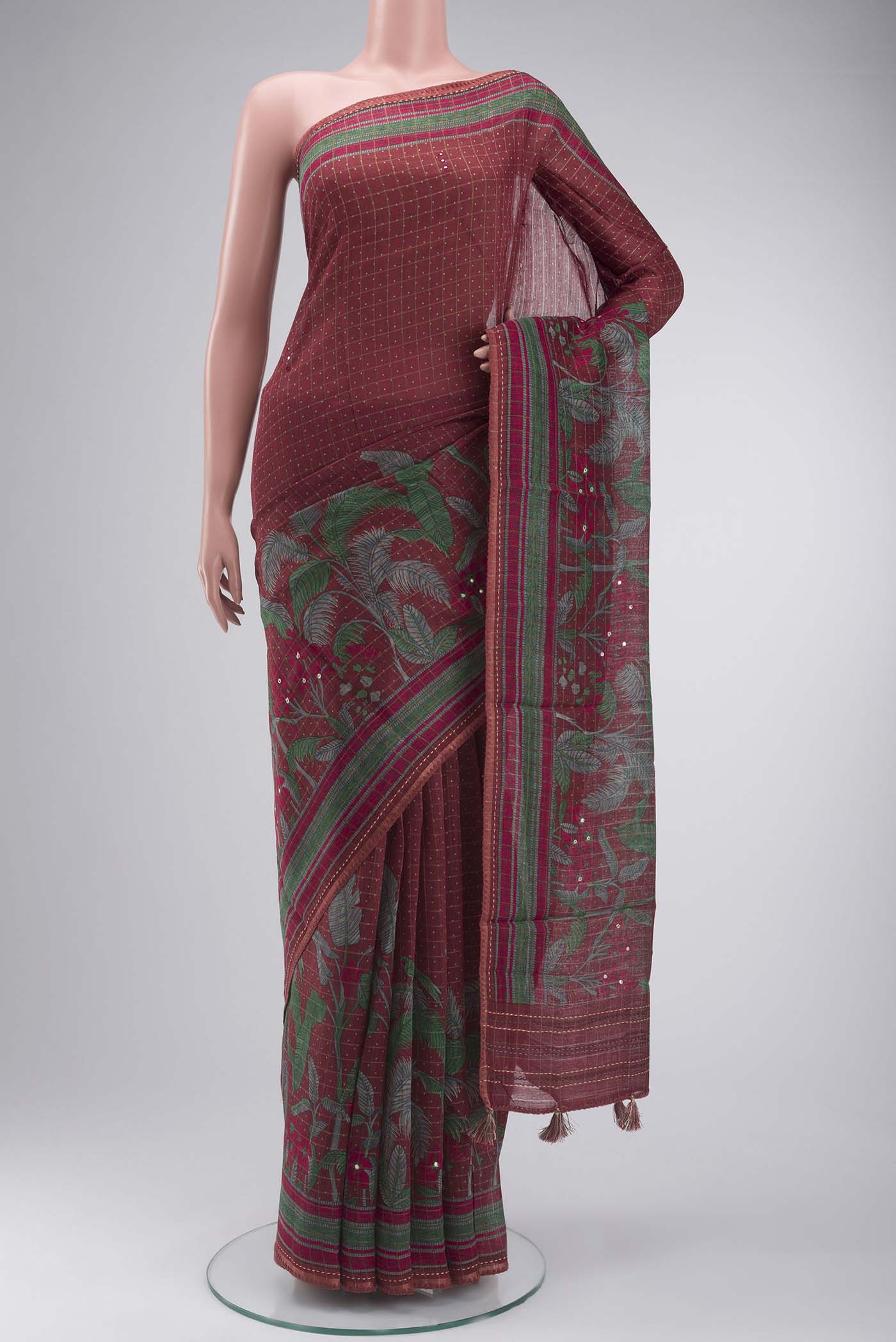 Maroon Bhagalpuri Tussar Silk Saree