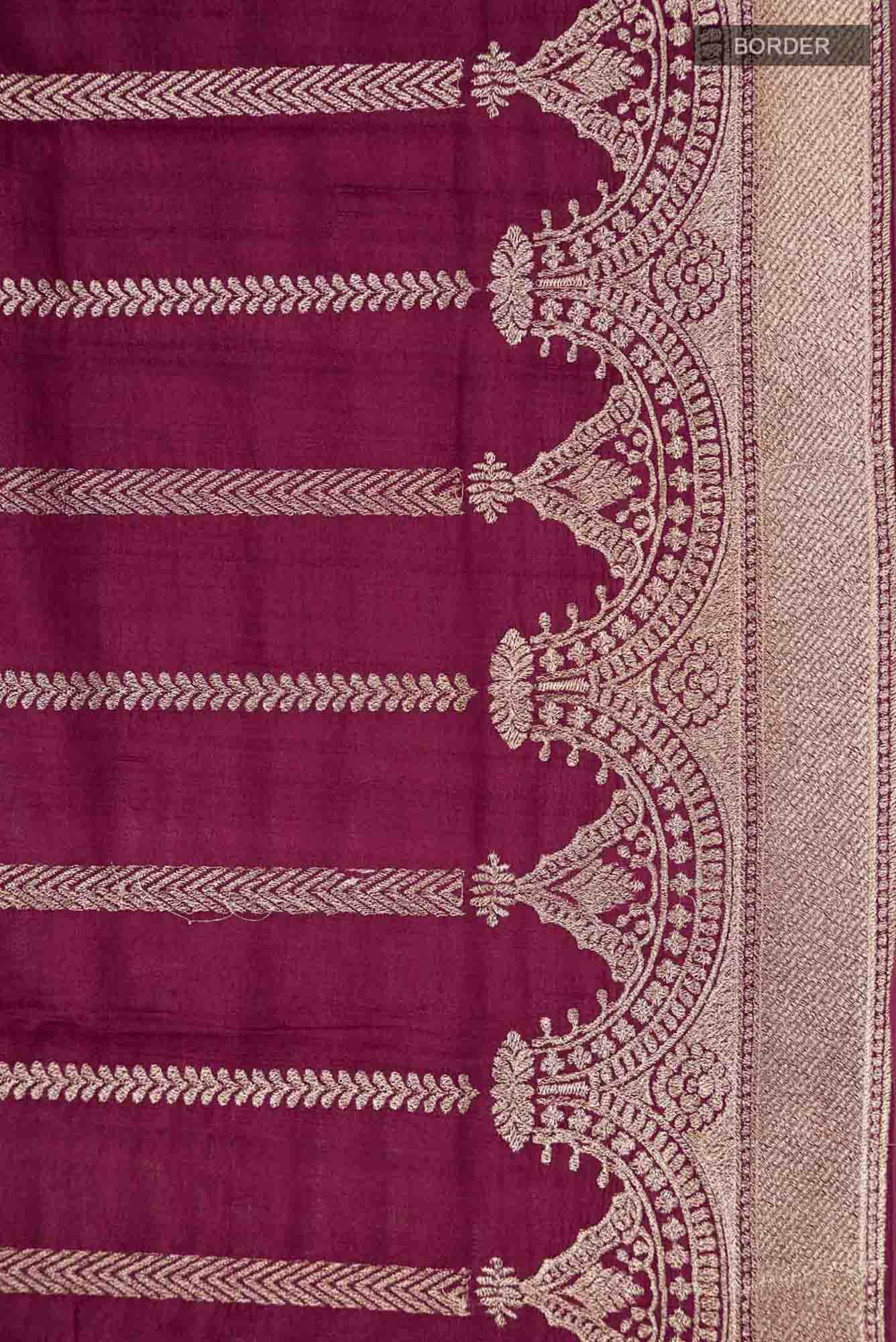 Maroon Bhagalpuri Tussar Silk Saree - Image 4