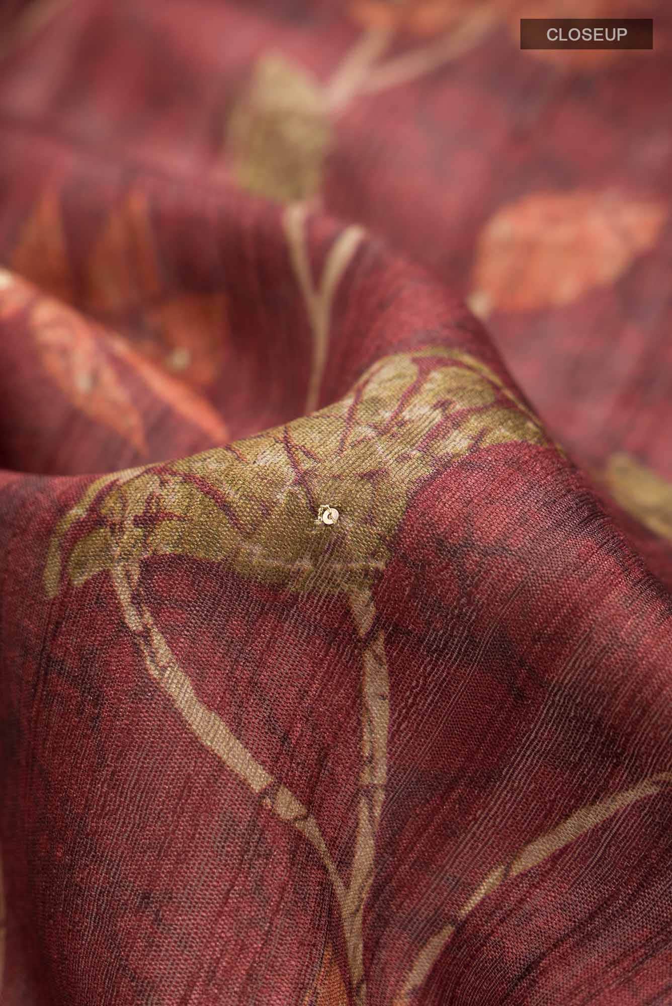 Brown Bhagalpuri Tussar Silk Saree - Image 2