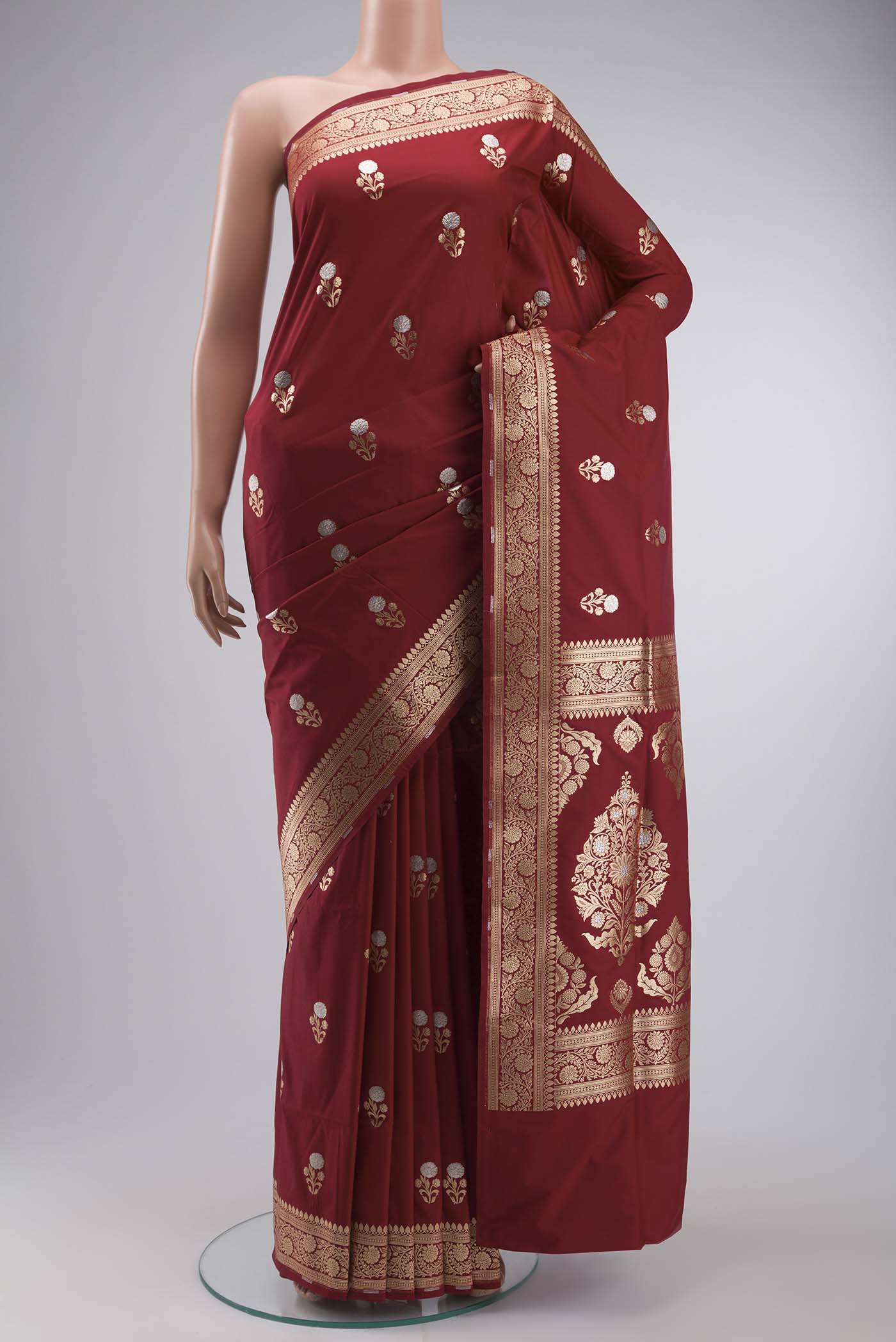 Maroon Blended Banarasi Silk Saree