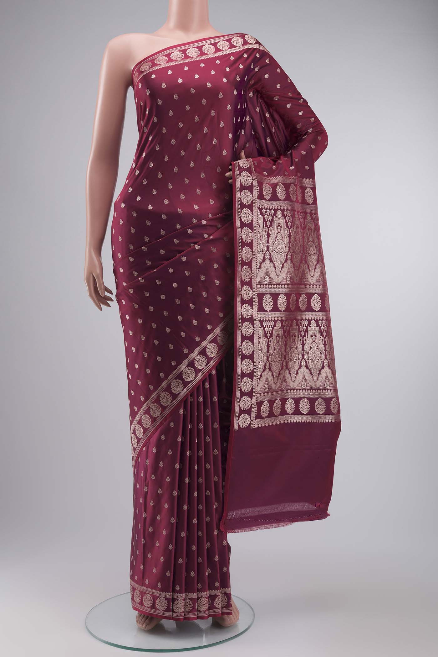 Maroon Blended Banarasi Silk Saree