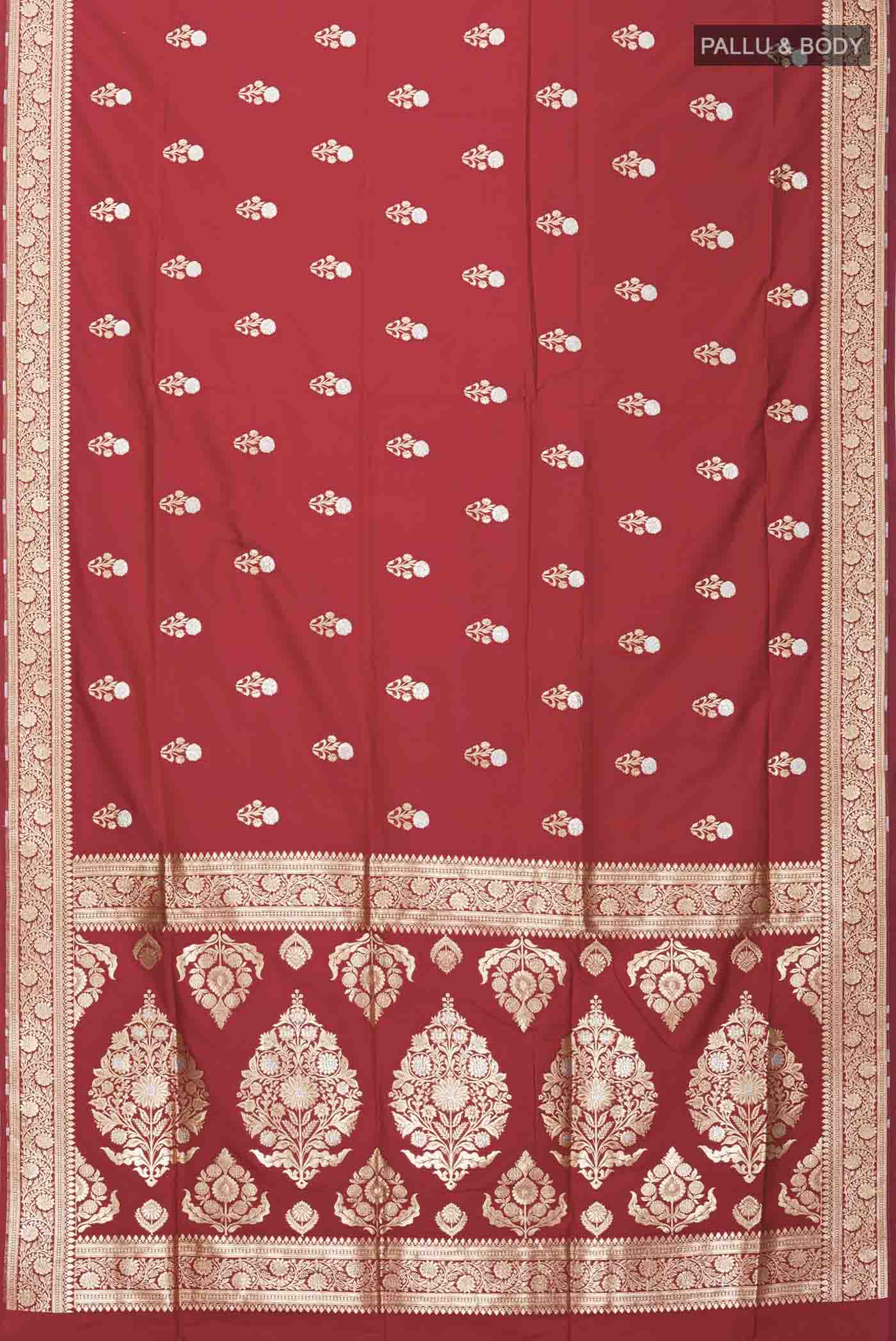 Maroon Blended Banarasi Silk Saree - Image 3