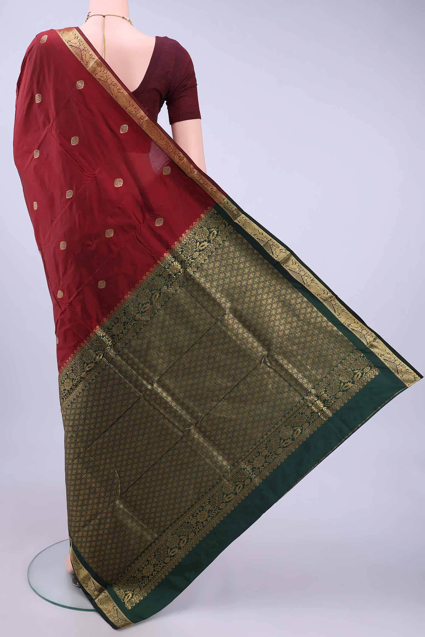 Maroon Blended Bangalore Silk - kadyal Saree - Image 2