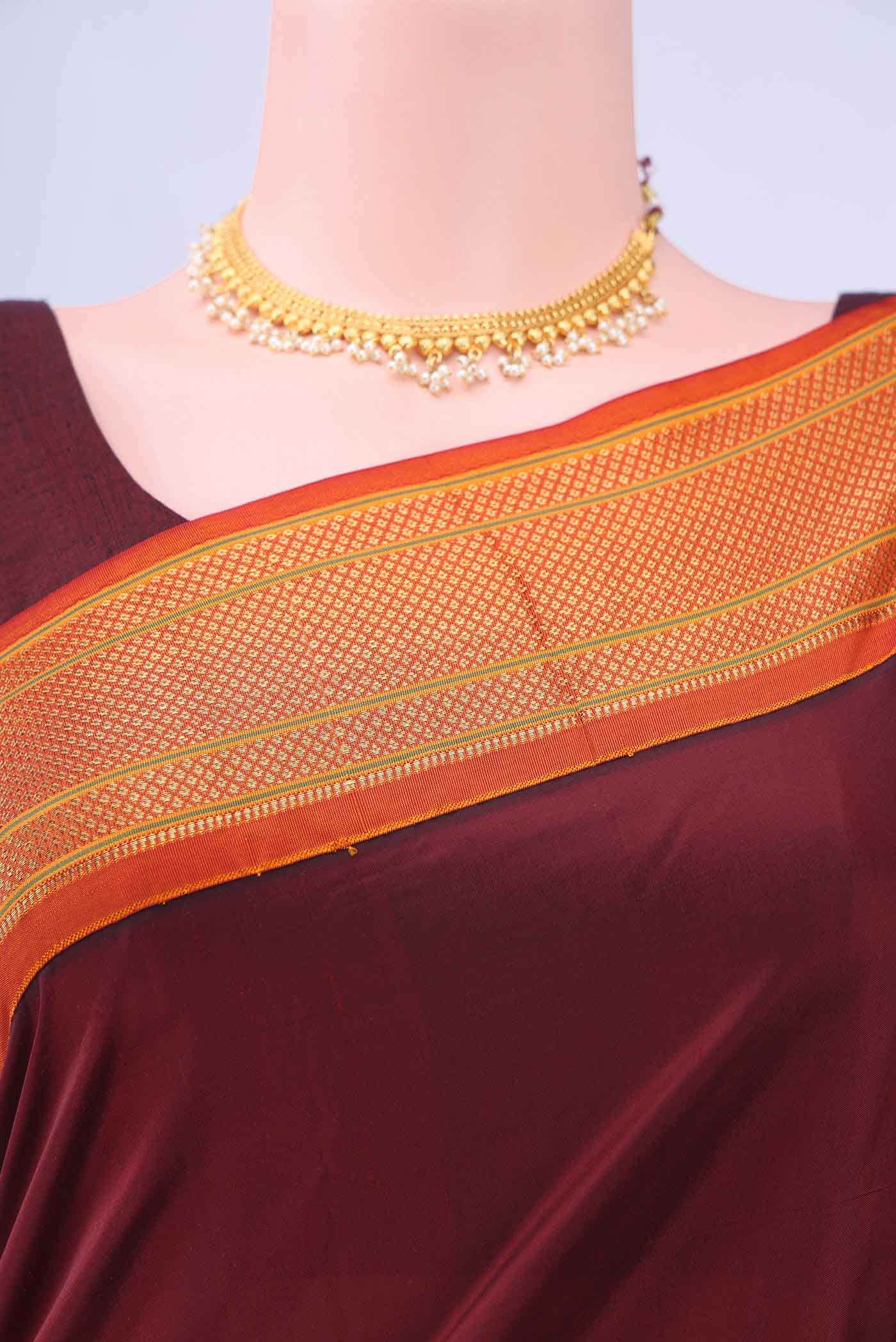 Maroon Blended Bangalore Silk - kadyal Saree - Image 3