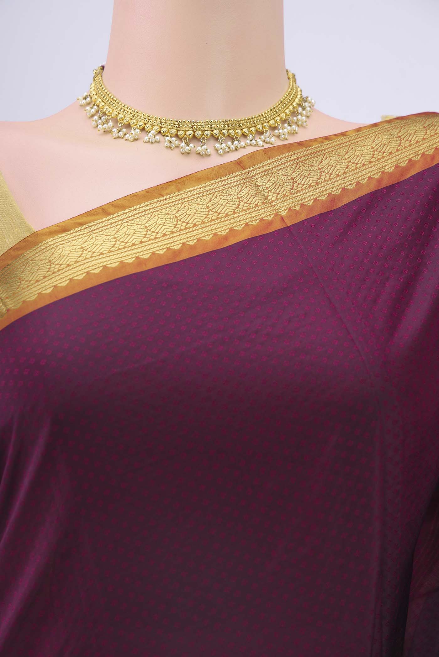 Purple Blended Bangalore Silk Saree - Image 2