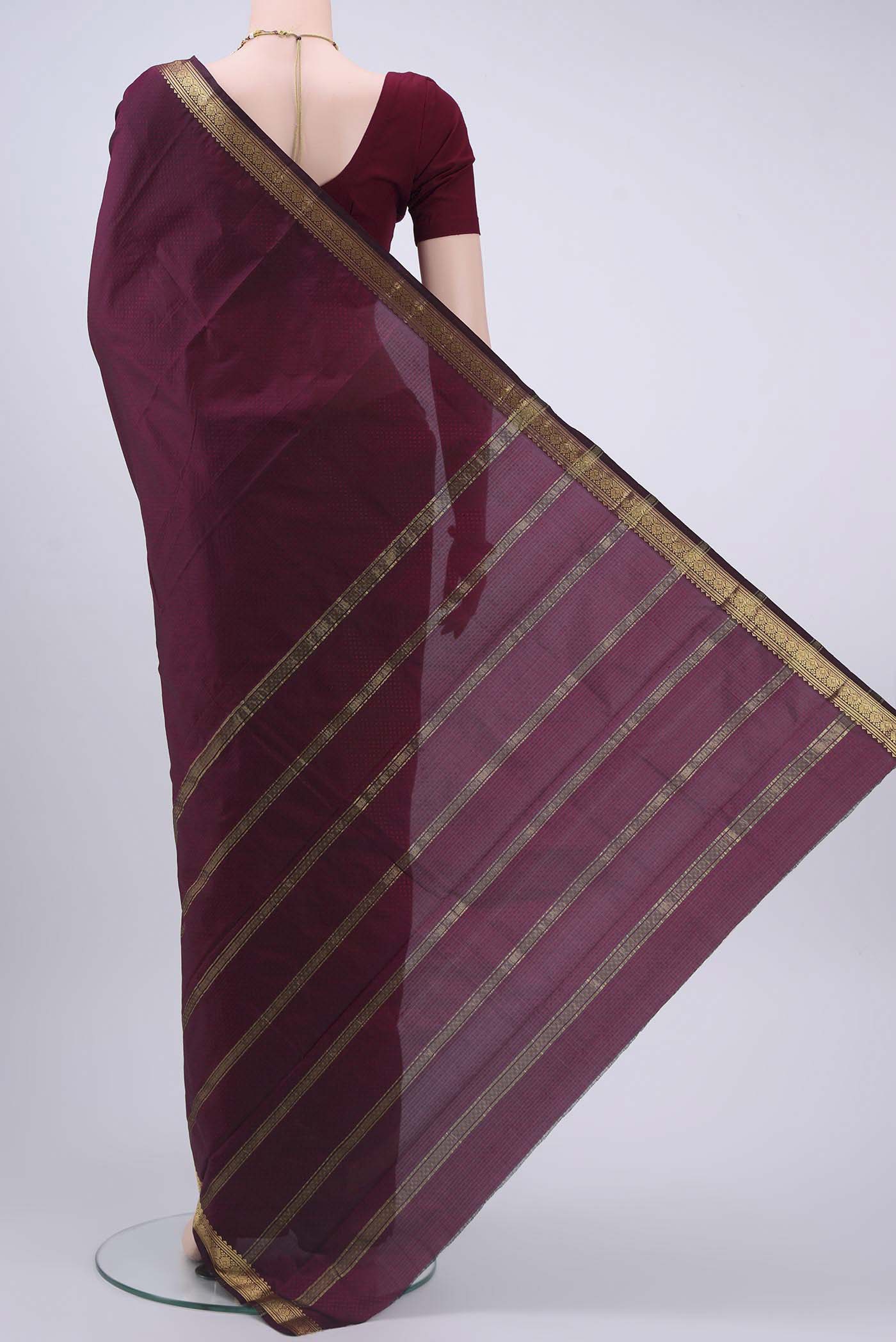 Maroon Blended Bangalore Silk Saree - Image 3
