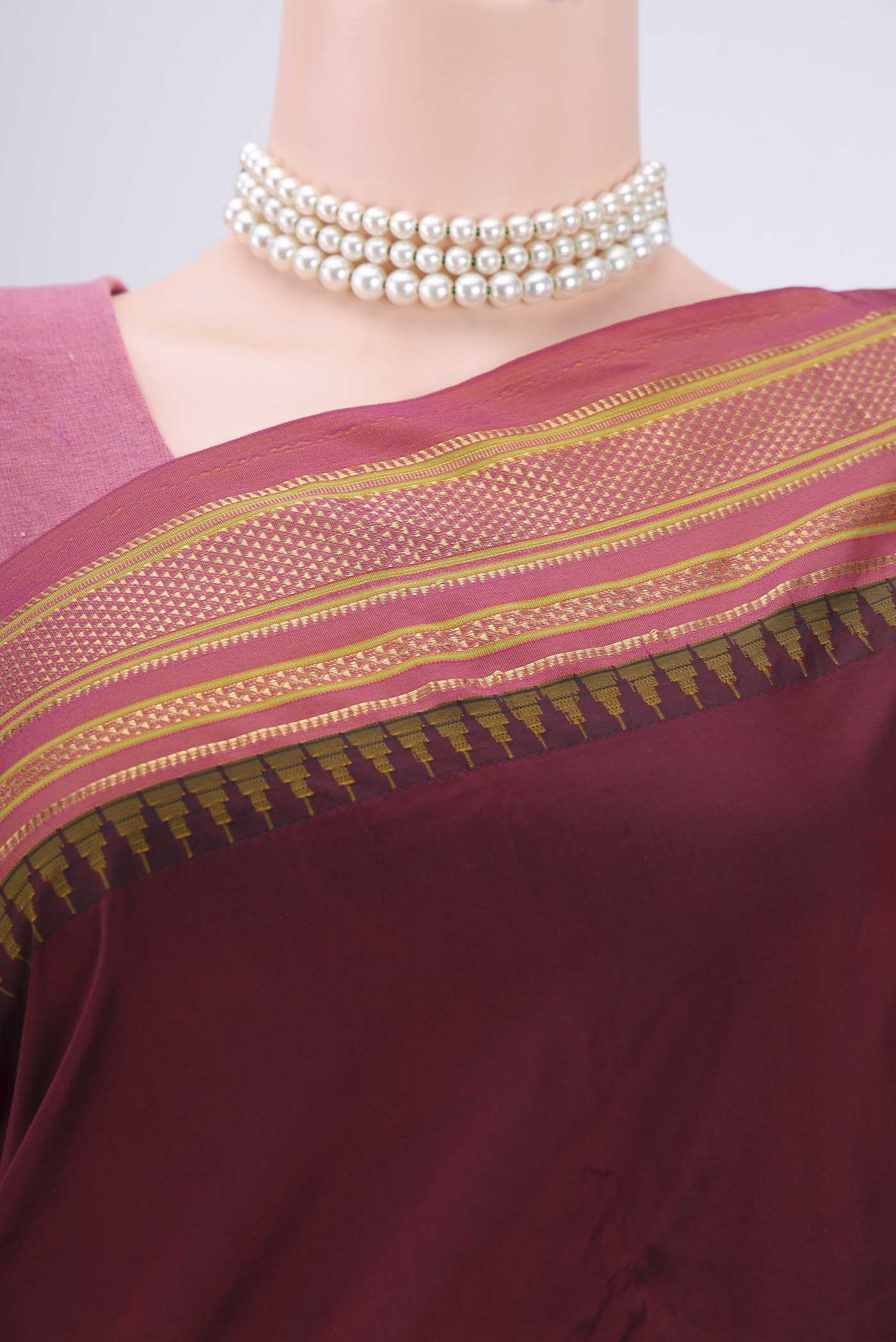 Maroon Blended Bangalore Silk Saree - Image 2