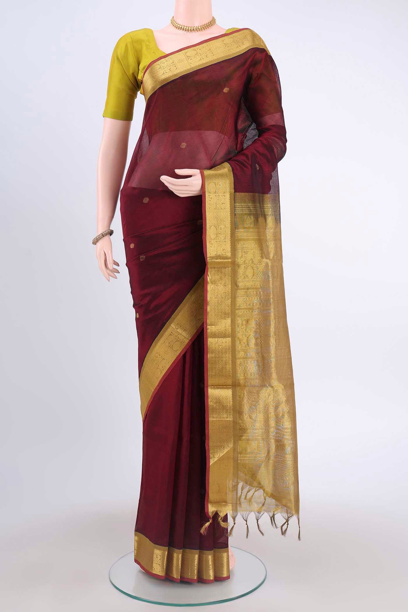 Maroon Blended Coimbatore Silk Cotton Saree