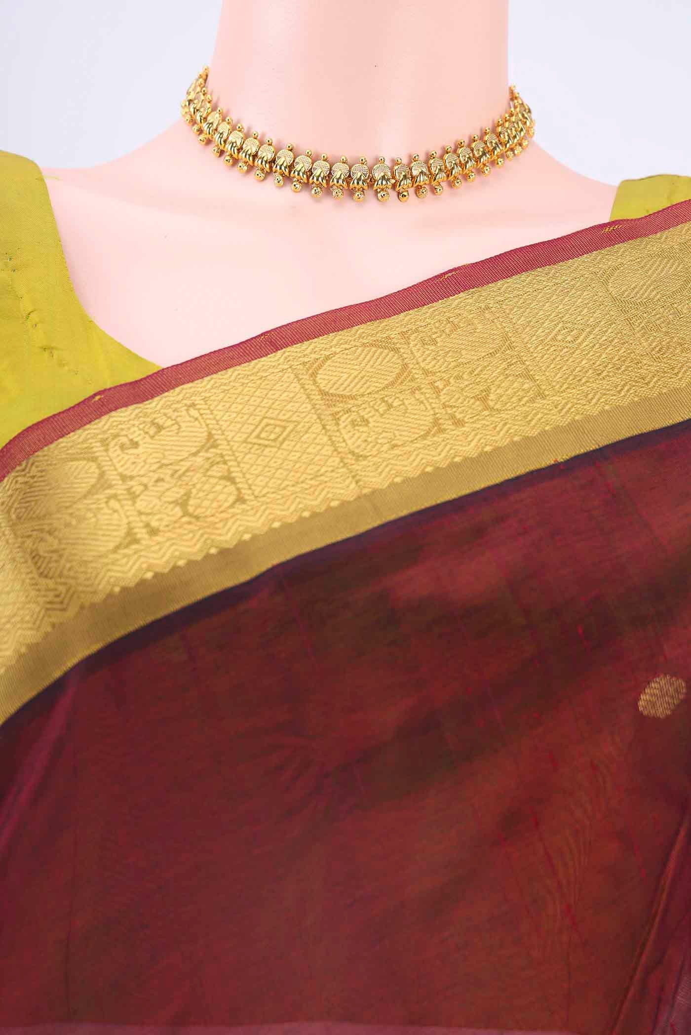 Maroon Blended Coimbatore Silk Cotton Saree - Image 2