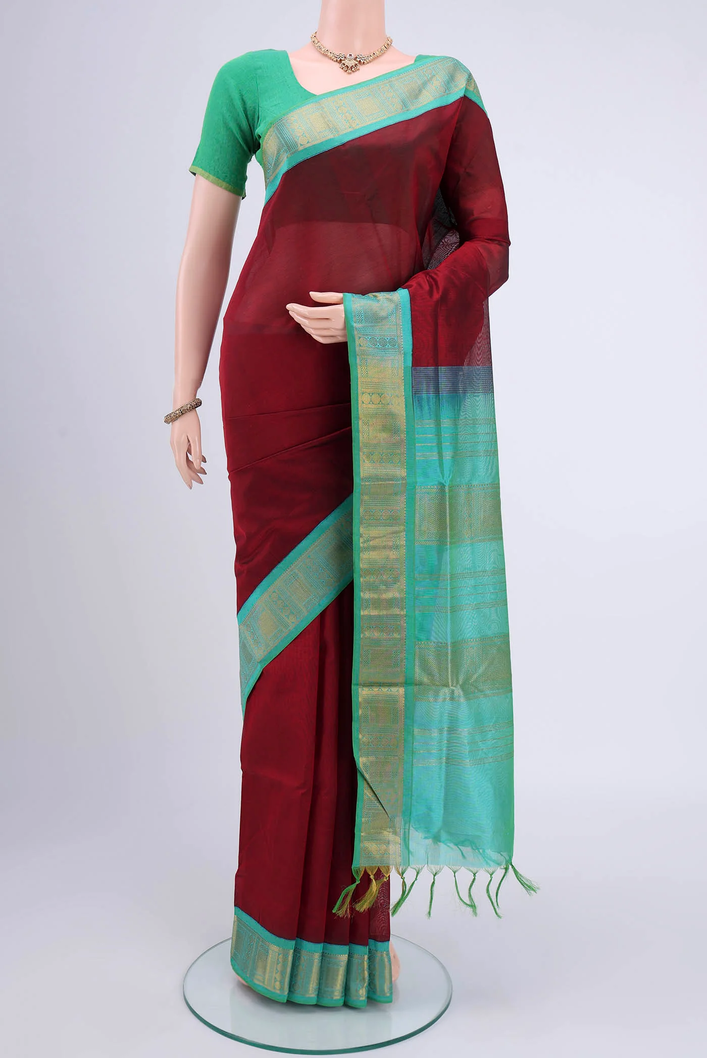 Maroon Silk Cotton Saree