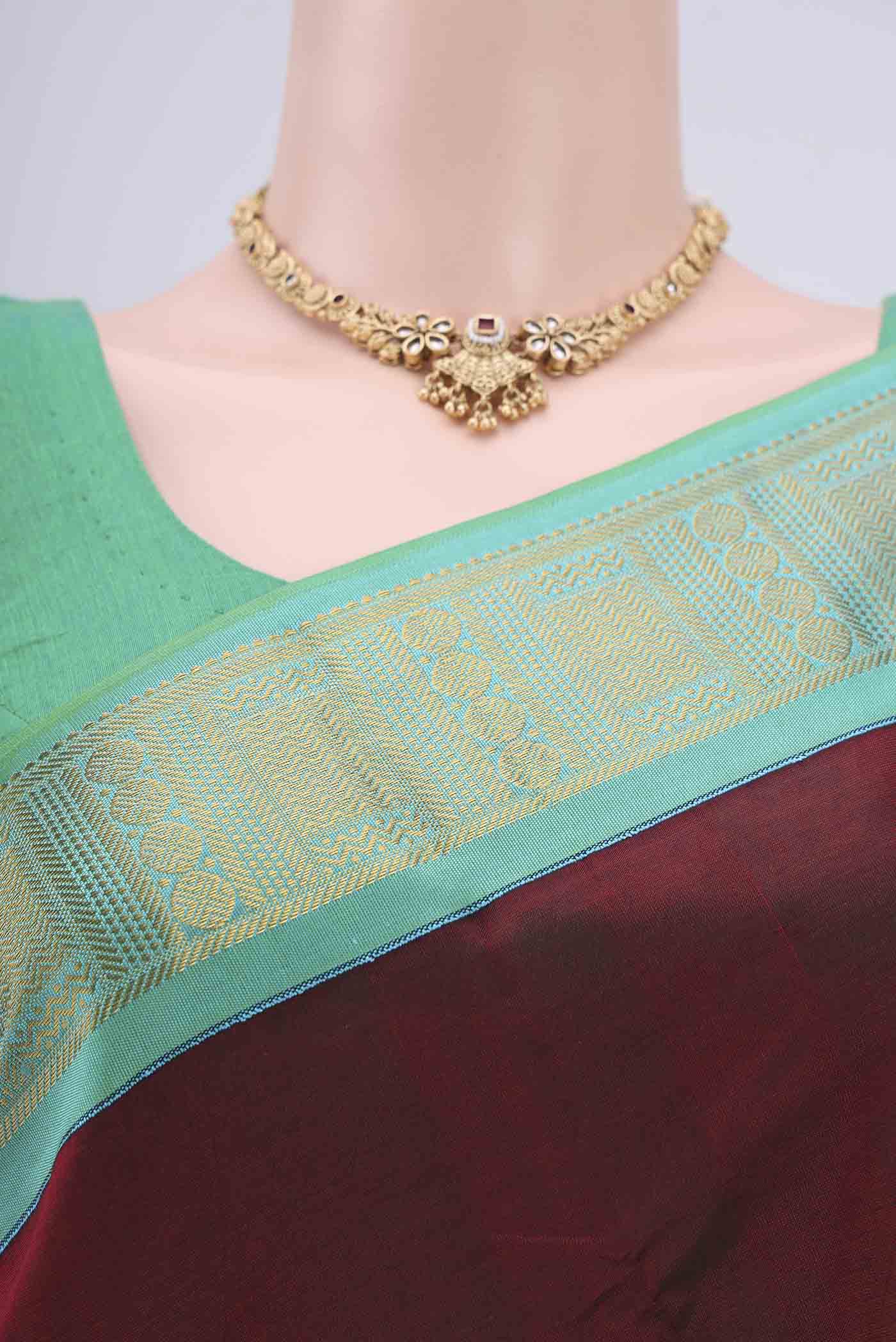 Maroon Silk Cotton Saree - Image 2