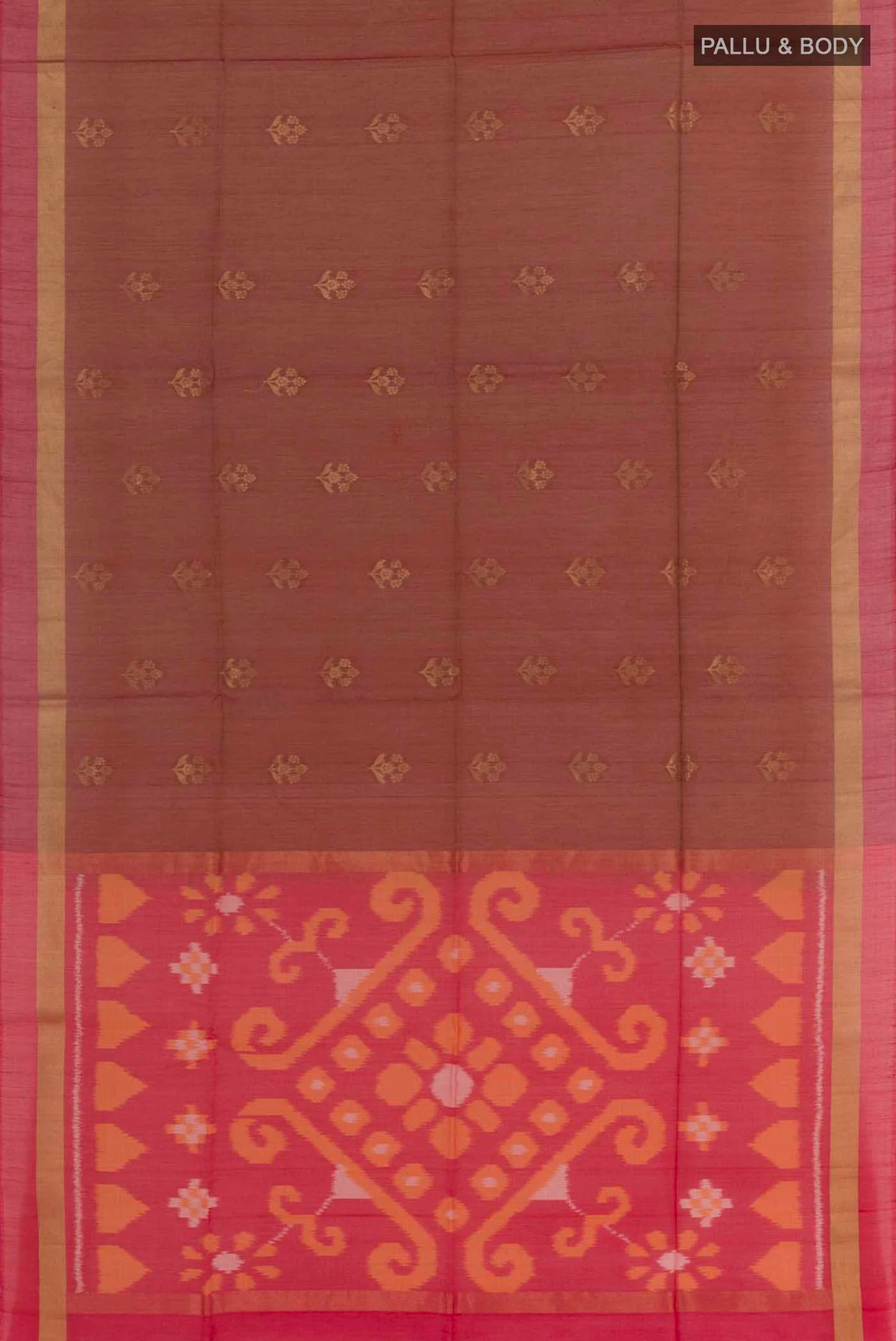Brown Silk Cotton Saree - Image 3