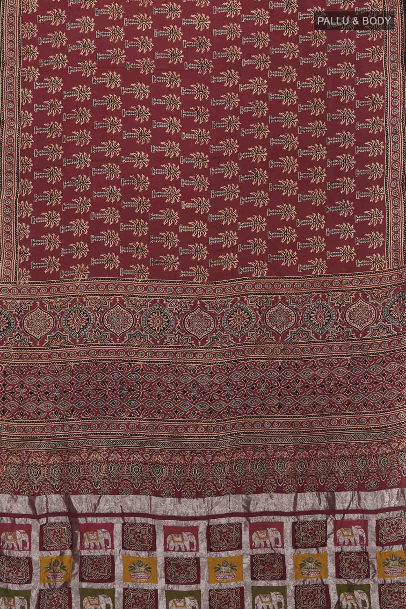 Maroon Blended Satin Silk Saree - Image 3