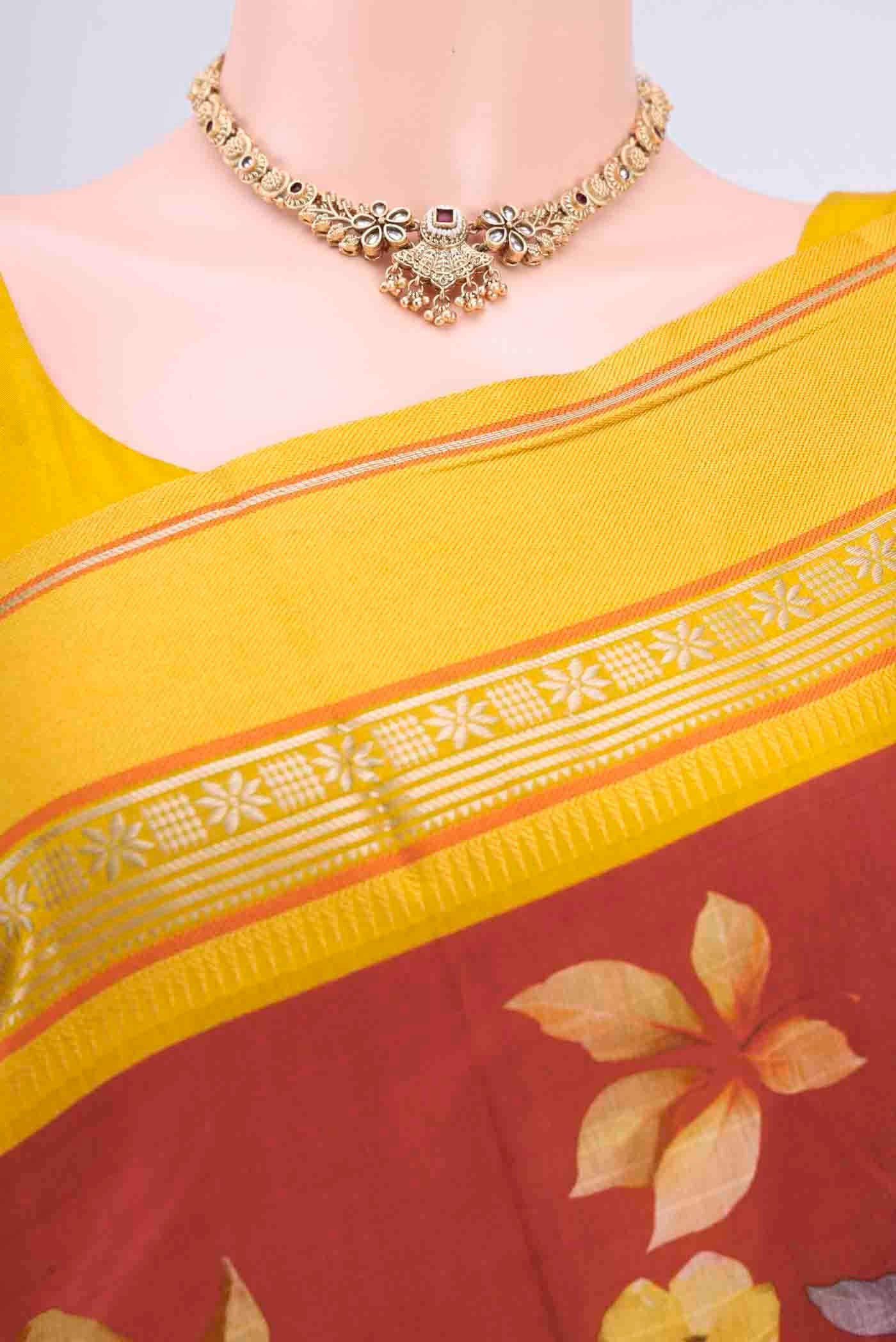 Maroon Chanderi Silk Cotton Saree - Image 2