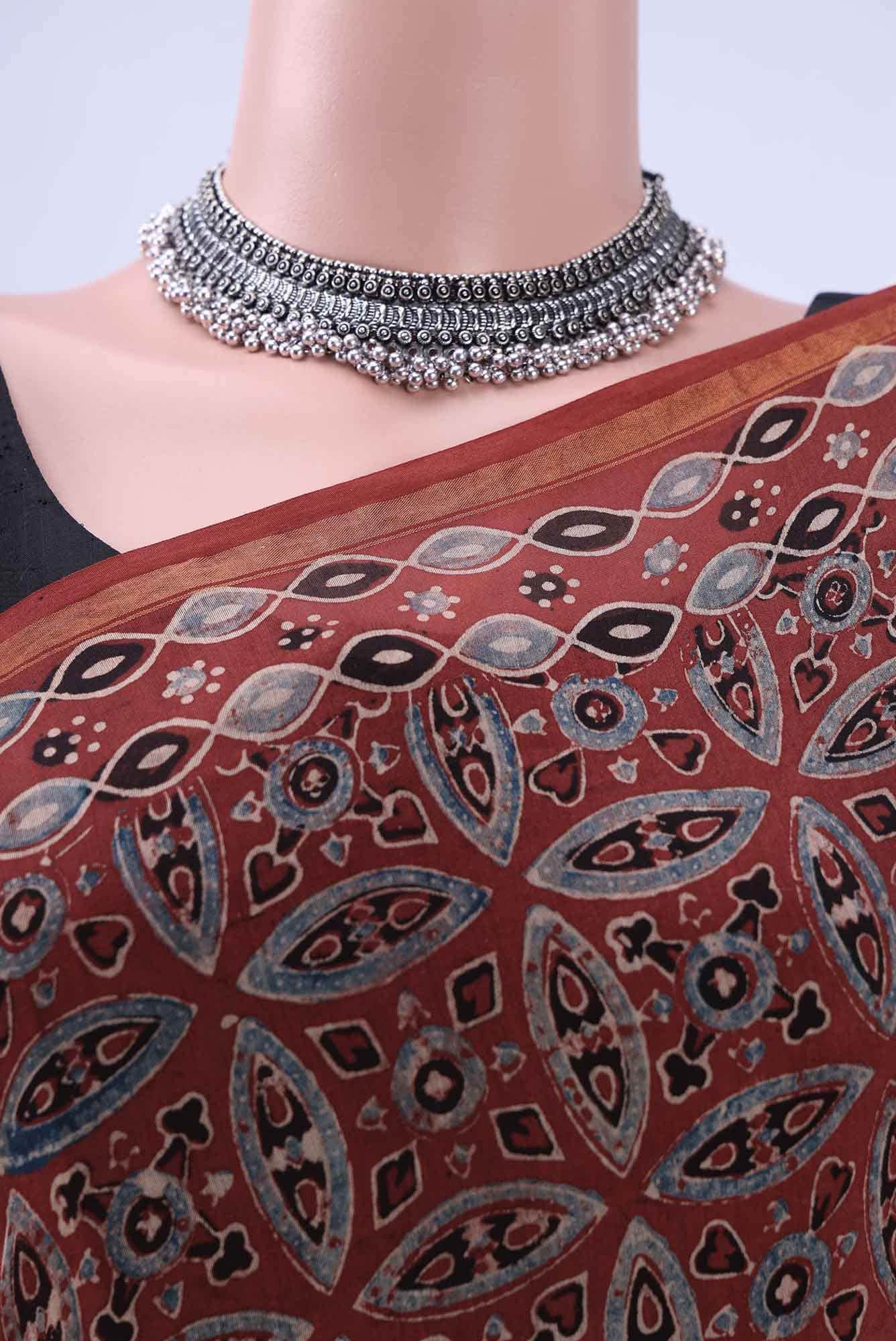 Maroon Chanderi Silk Cotton Saree - Image 3